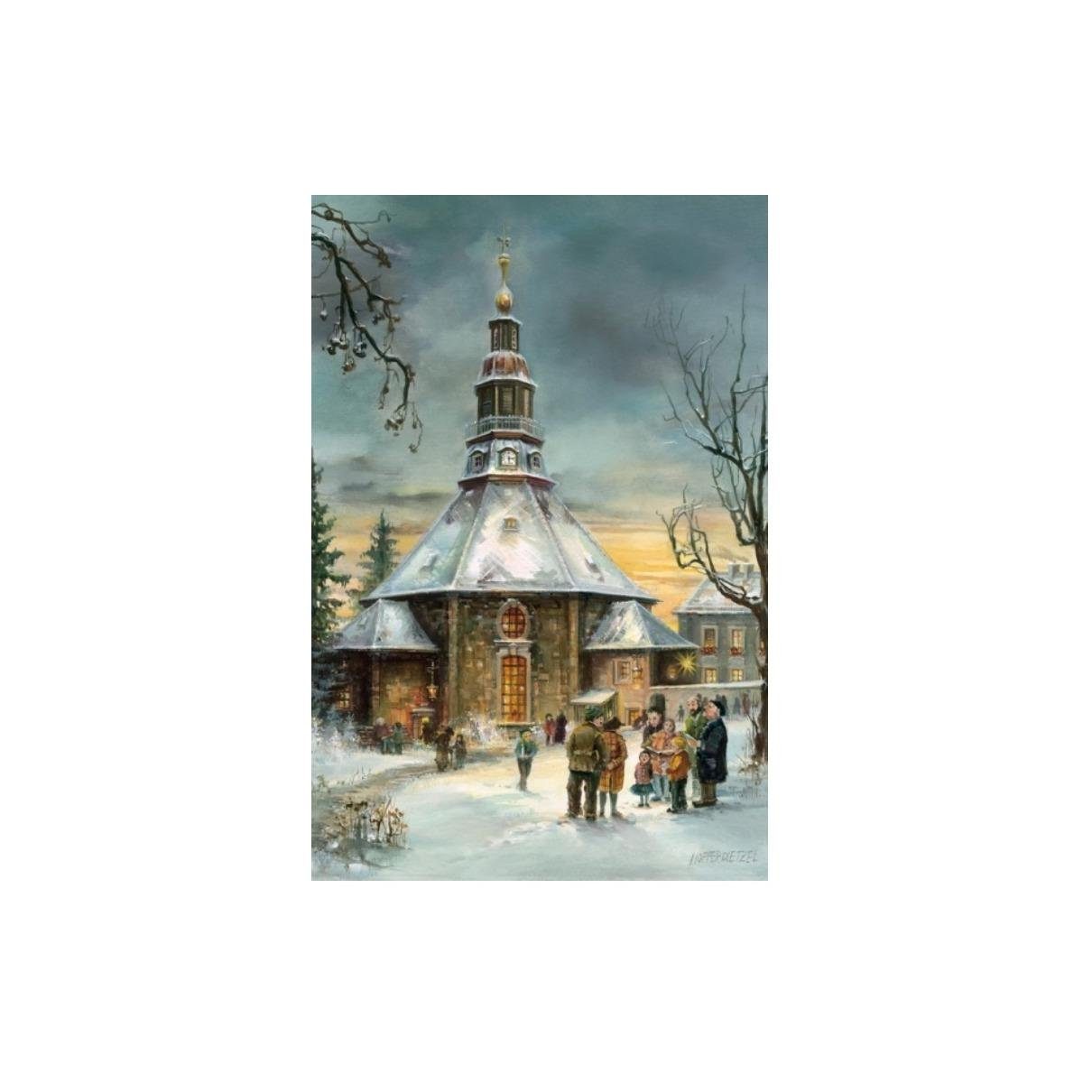 Olewinski & Tochter Grußkarte 2921 - Weihnachtspostkarte "Seiffener Kirche"
