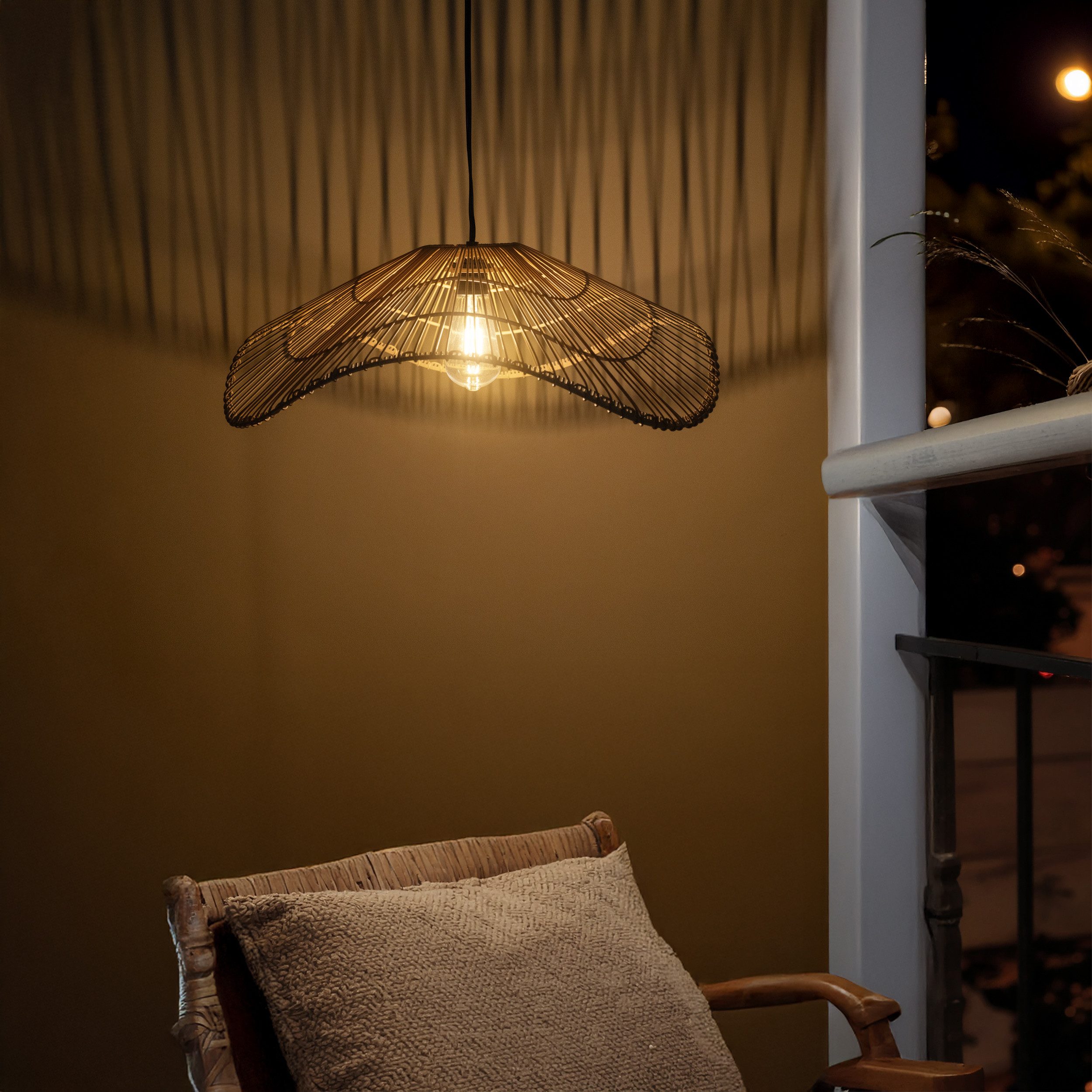 esotec LED-Hängeleuchte Solar Hängeleuchte Butterfly 55x19cm warmweiß Akku IP44 102284, LED fest integriert, warmweiß, solarbetriebene Hängeleuchte