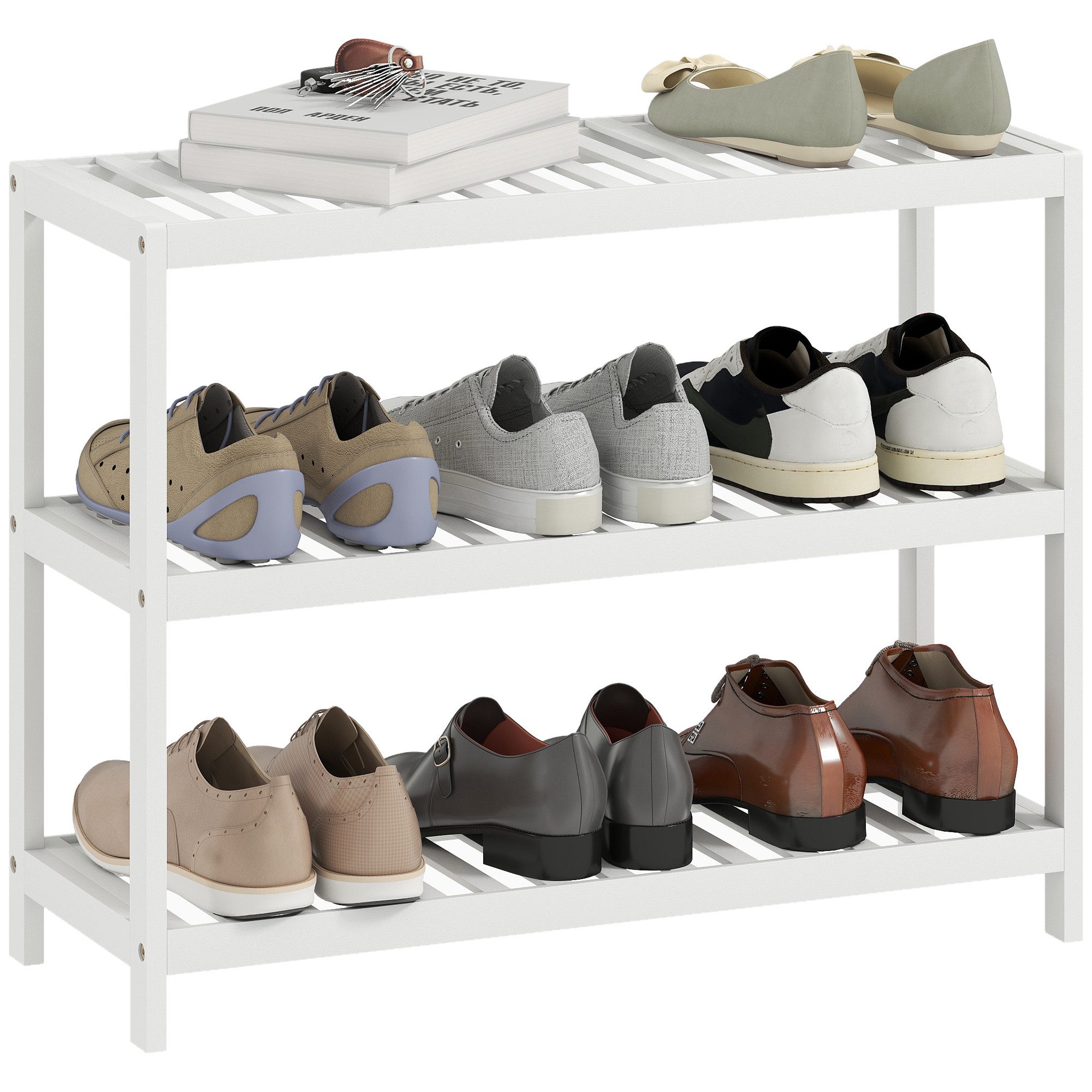 HOMCOM Schuhregal mit 3 Ebenen, Schuhablage günstig online kaufen