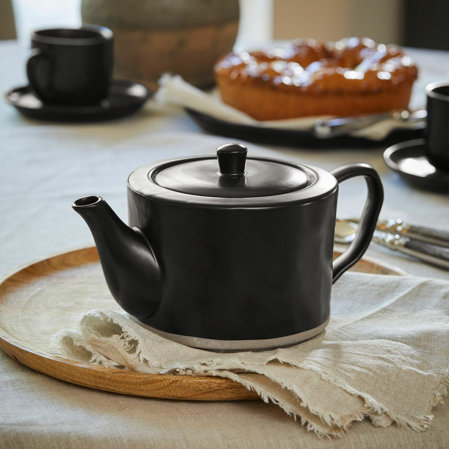 Mirabeau Geschirr-Set Teekanne Biarré schwarz, Steinzeug