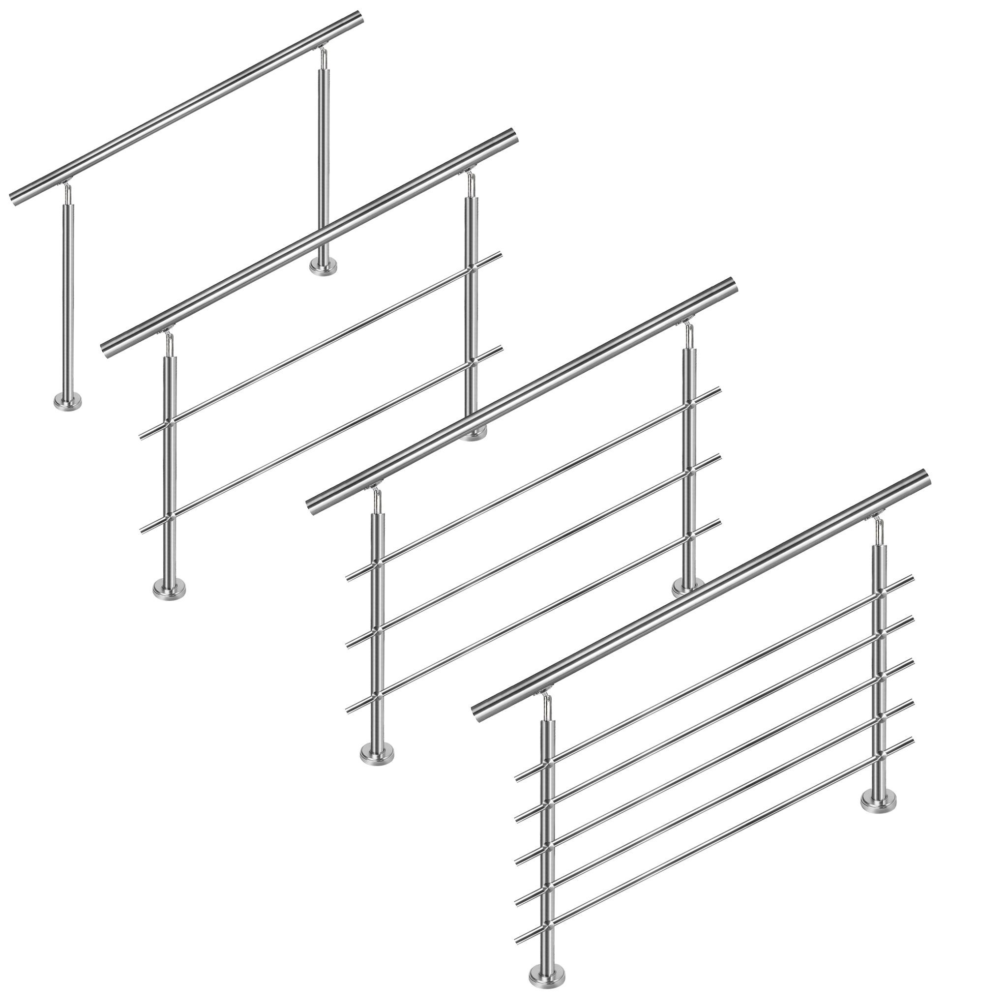 AUFUN Treppengeländer Edelstahl Handlauf, 200 cm Länge, 2-tlg., für Innen und Außen