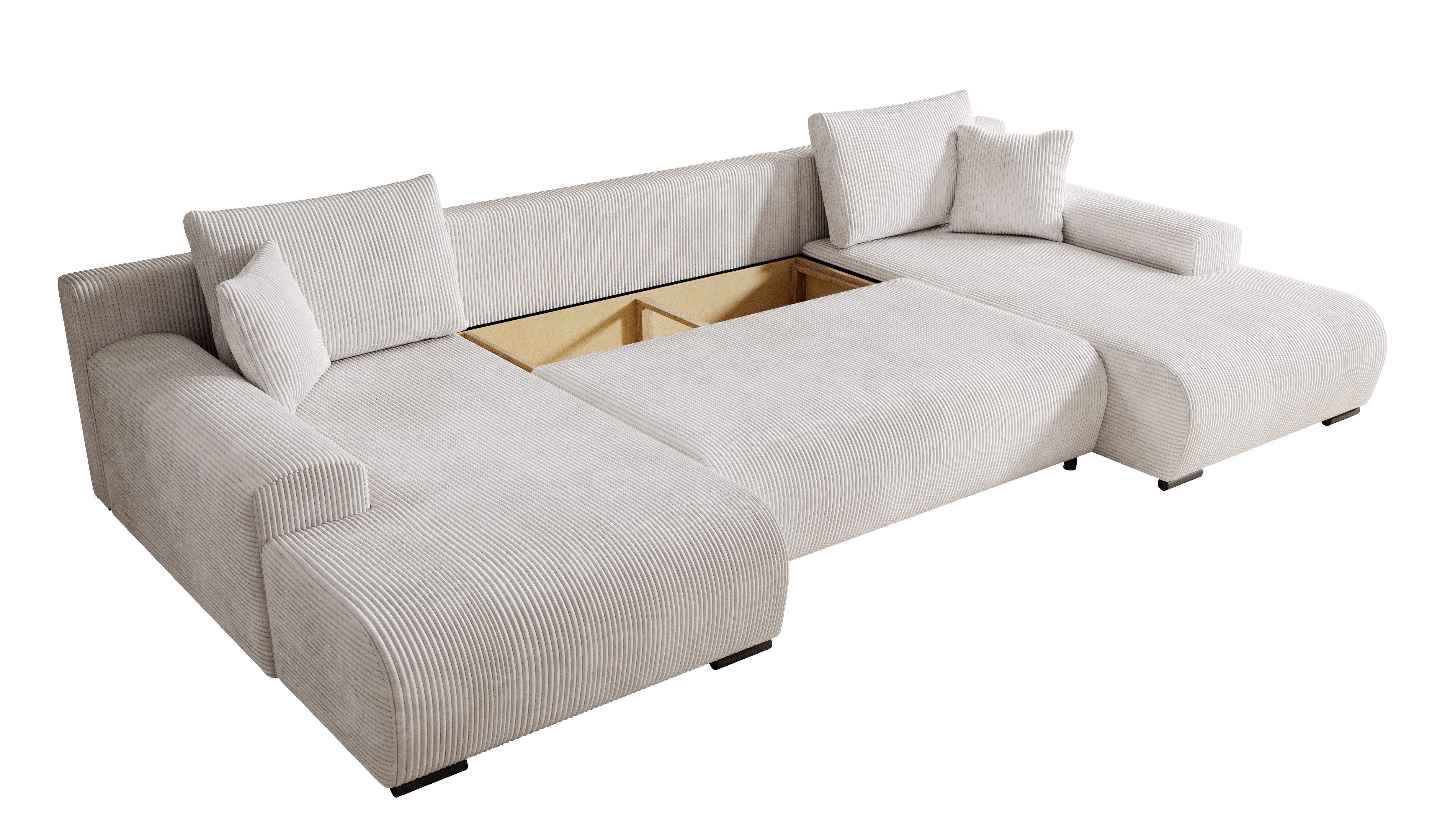 storez24 Ecksofa Ellen U, mit Bettkasten und Schlaffunktion, Cordstoff, U-Form, bequem