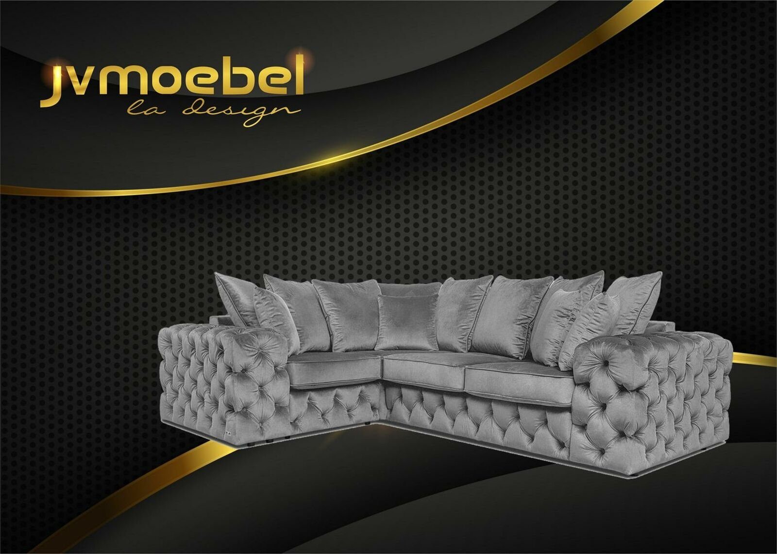 JVmoebel Wohnzimmer-Set, Ecksofa Sofa Couch Polster Eckgarnitur L Form Couchtisch Textil Wohnlandschaft Grau
