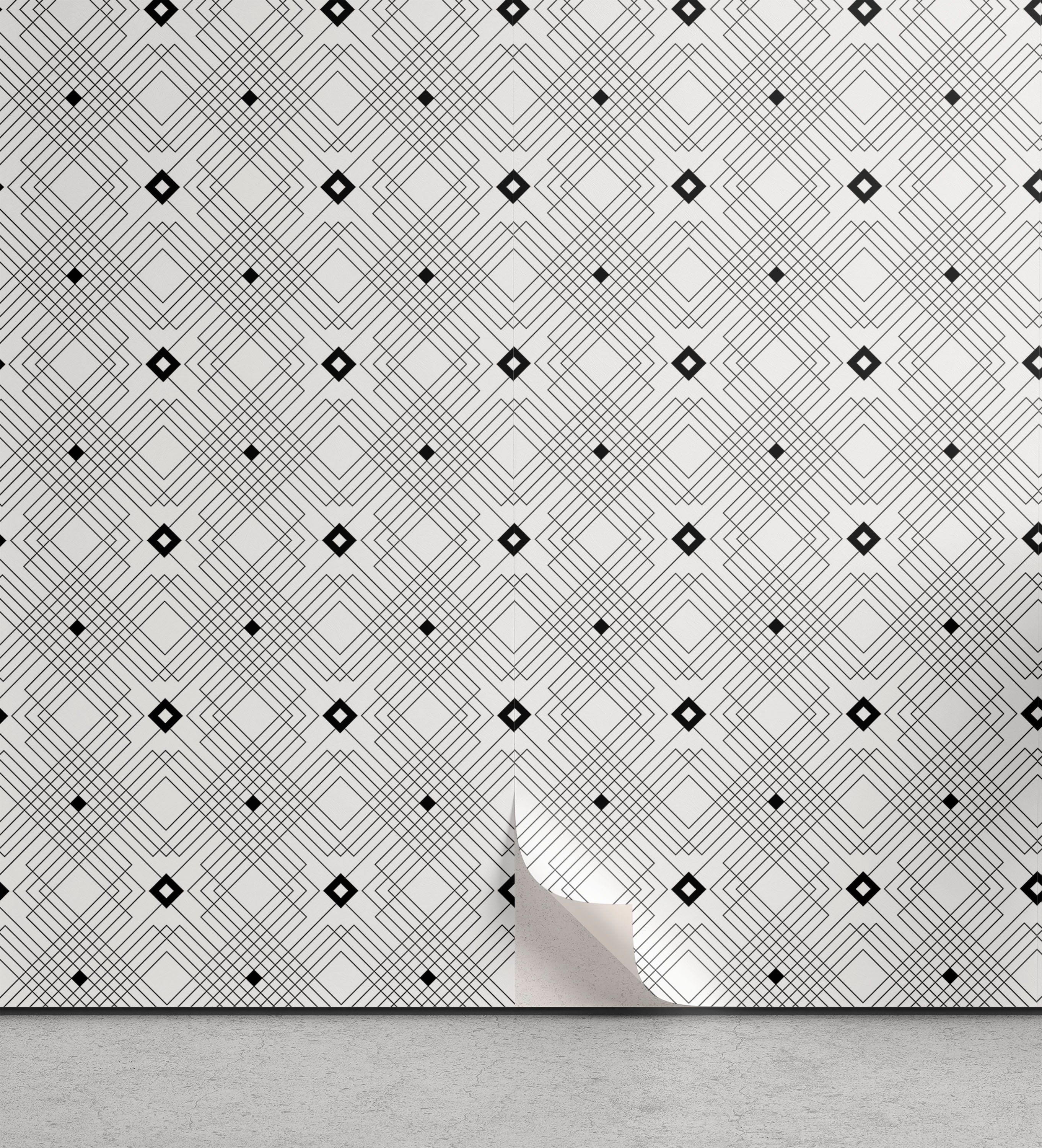 Abakuhaus Vinyltapete selbstklebendes Wohnzimmer Küchenakzent, Schwarz und weiß modernes Quadrat