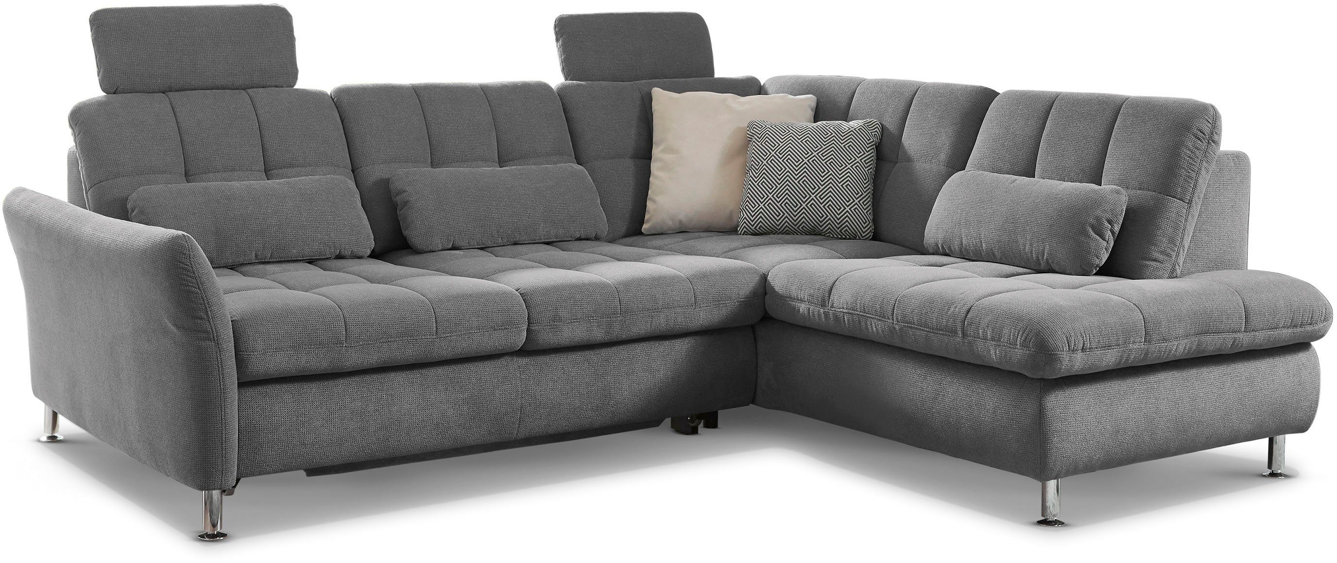 Die PlanBar Ecksofa MP-IN20016 L-Form mit Federkern-Polsterung, wahlweise mit Kopfstützen und Bettfunktion, mit Federkern-Polsterung