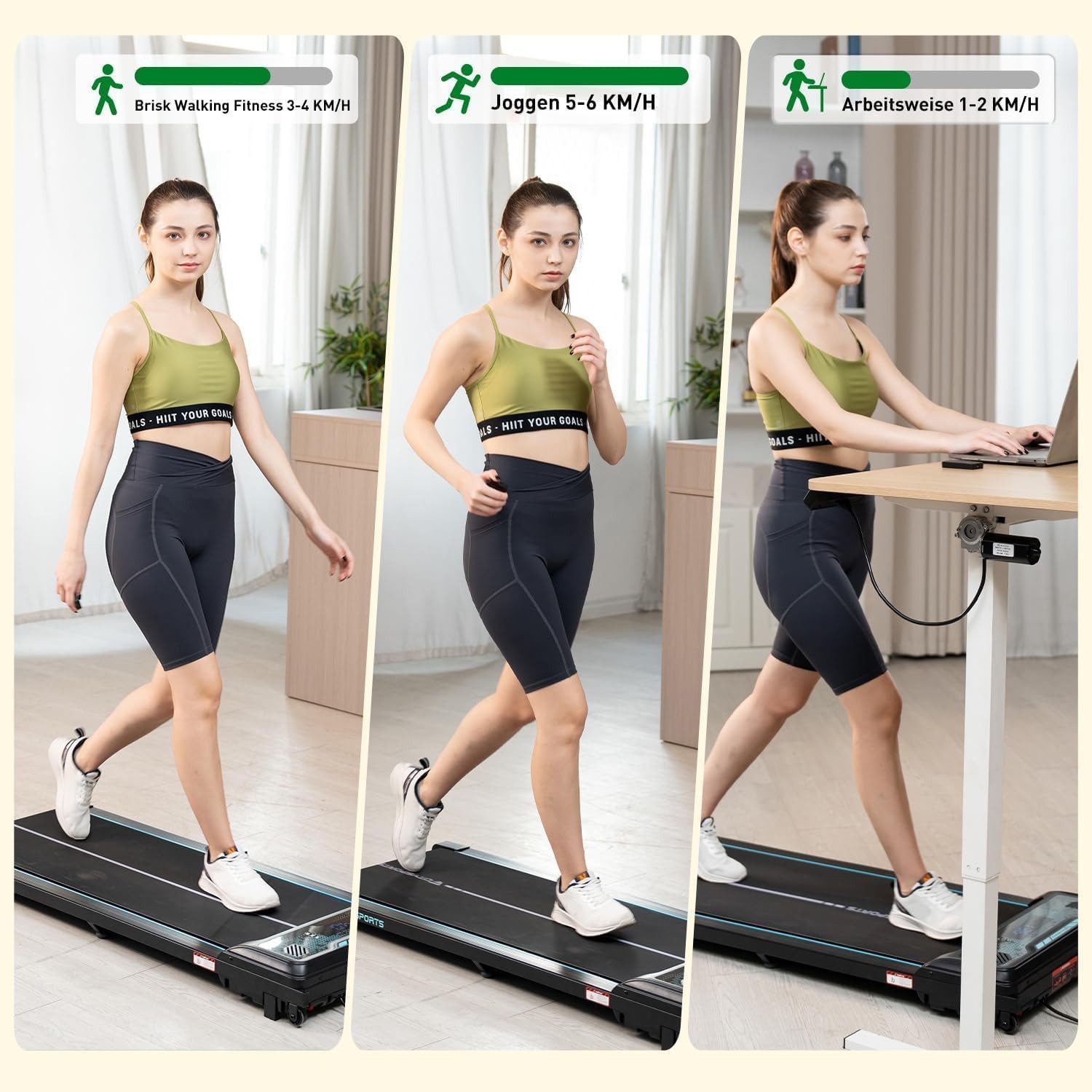 CITYSPORTS Laufband WP6 Walking/Jogging Pad 440W mit klappbarem Steigung (Mit toolkit,mit Schmiermittel), für zuhause mit Fernbedienung Bluetooth LED Dispaly,1-6KM/H