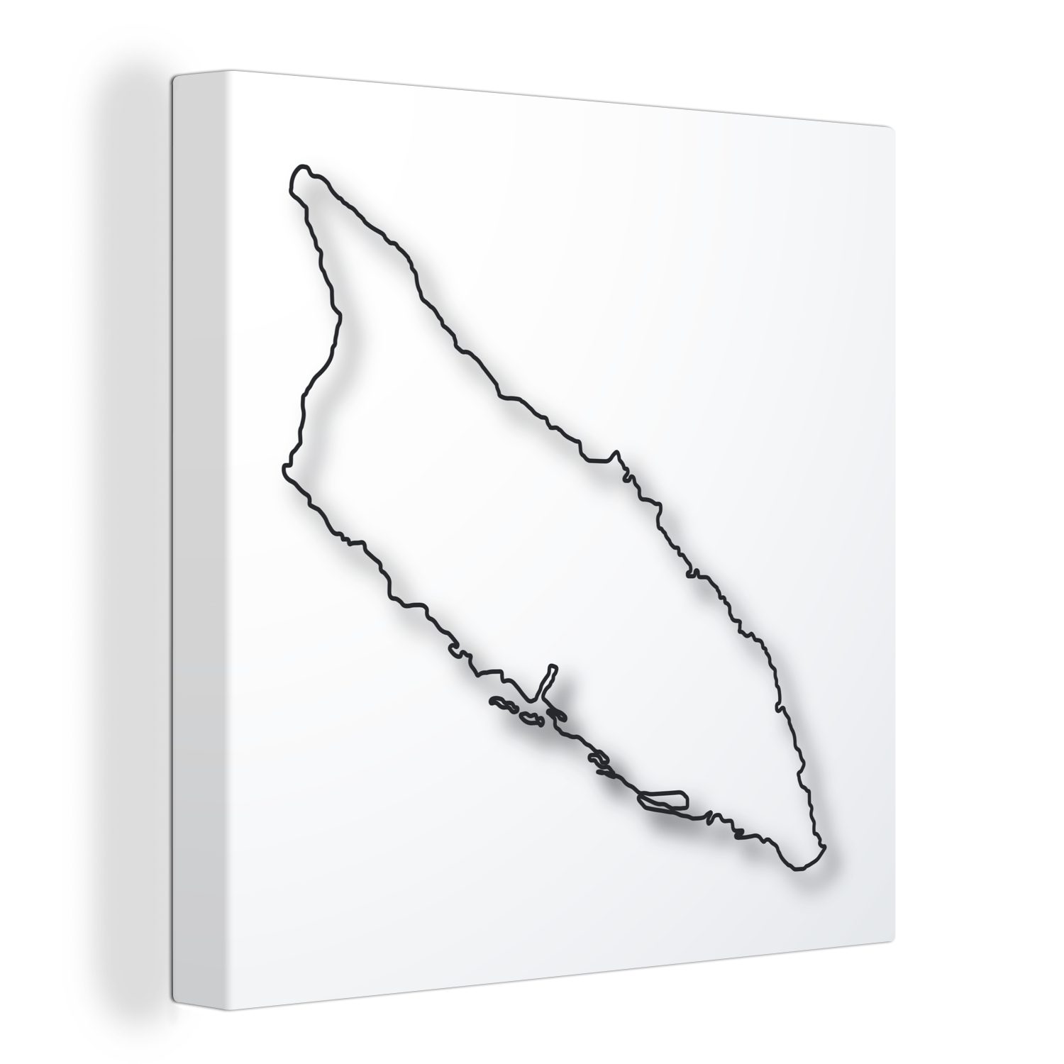 OneMillionCanvasses® Leinwandbild Eine Illustration einer Linie in Form von Aruba, (1 St), Leinwand Bilder für Wohnzimmer Schlafzimmer