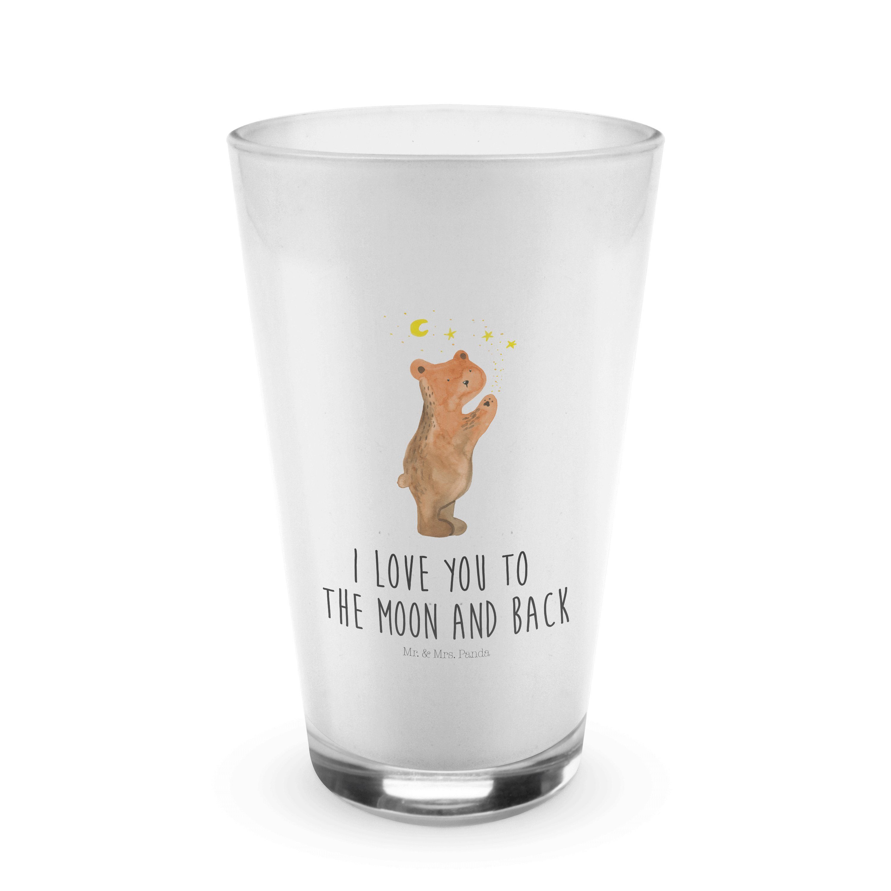 Mr. & Mrs. Panda Glas Verliebter Bär - Transparent - Geschenk, Cappuccino Tasse, Teddybär, Premium Glas