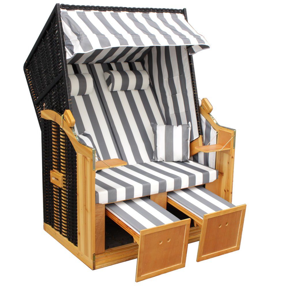 Vaiko Strandkorb Binz, BxTxH: 120x80x160 cm, Volllieger, Ostsee, (Inkl. Hülle), 2-Sitzer