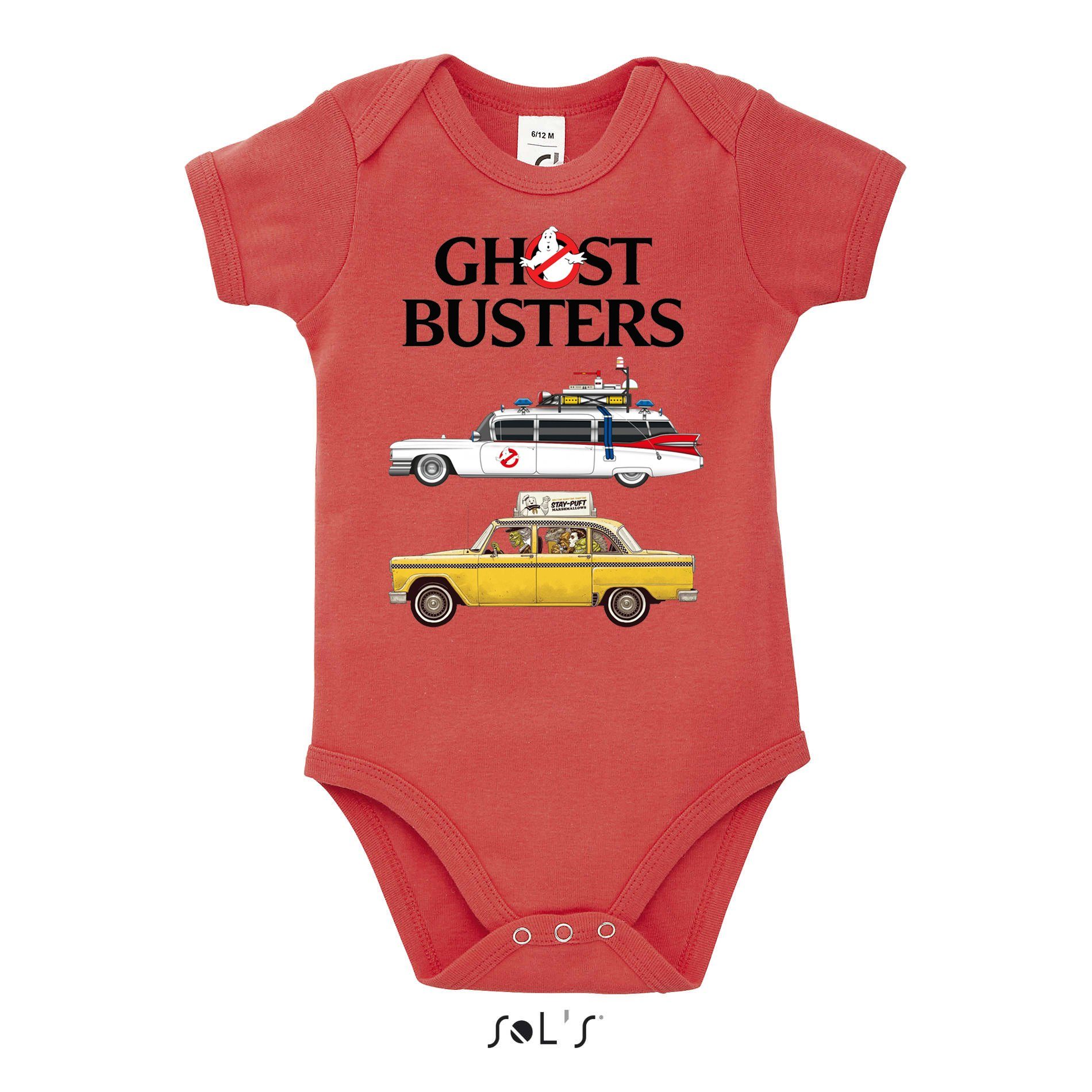 Blondie & Brownie Strampler Kinder Baby Ghostbusters Cars Auto Geisterjäger Geister Film Ghost Rot