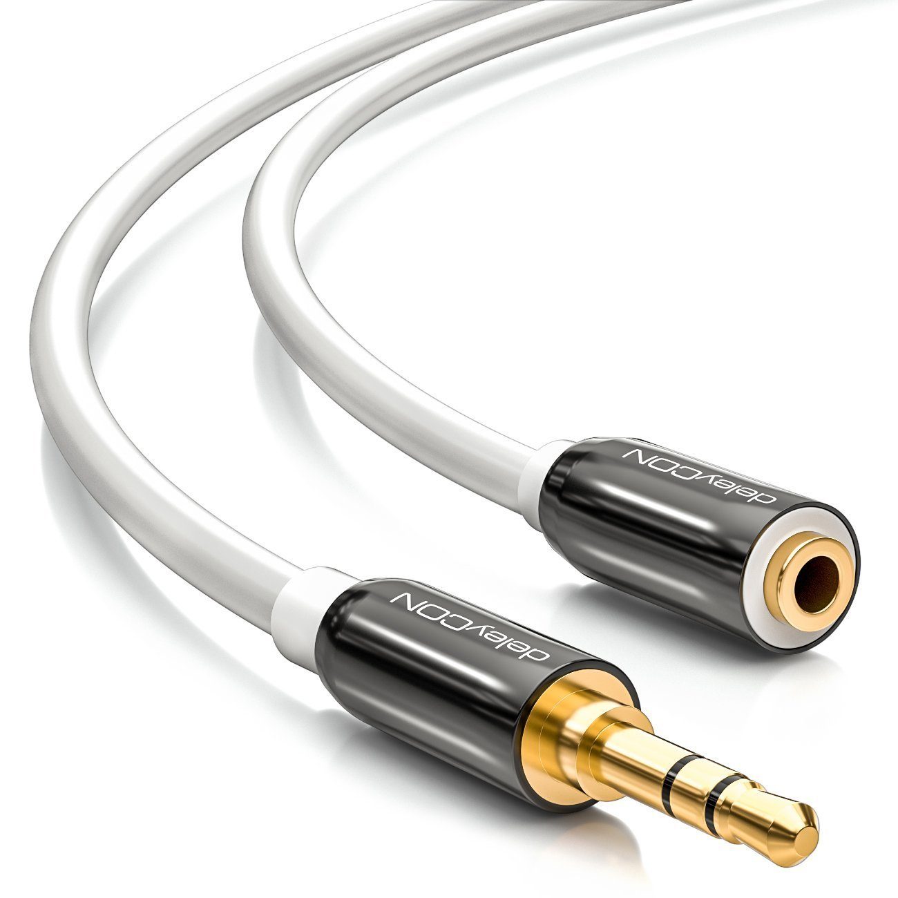 deleyCON deleyCON 3m Klinkenverlängerungskabel weiß 3,5mm Stecker zu Buchse Audio-Kabel