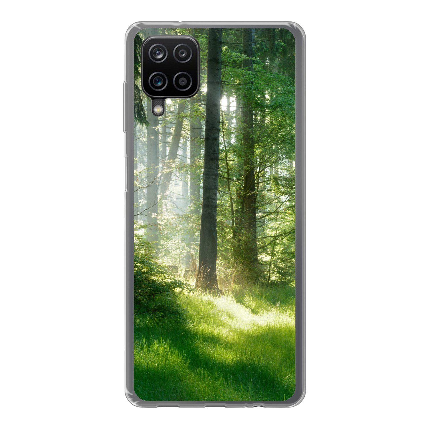 MuchoWow Handyhülle für Samsung Galaxy A12 Natur - Bäume - Wald - Grün - Sonne - Gras - Pf, Smartphone-Bumper, Print, Handy Schutzhülle Dünn