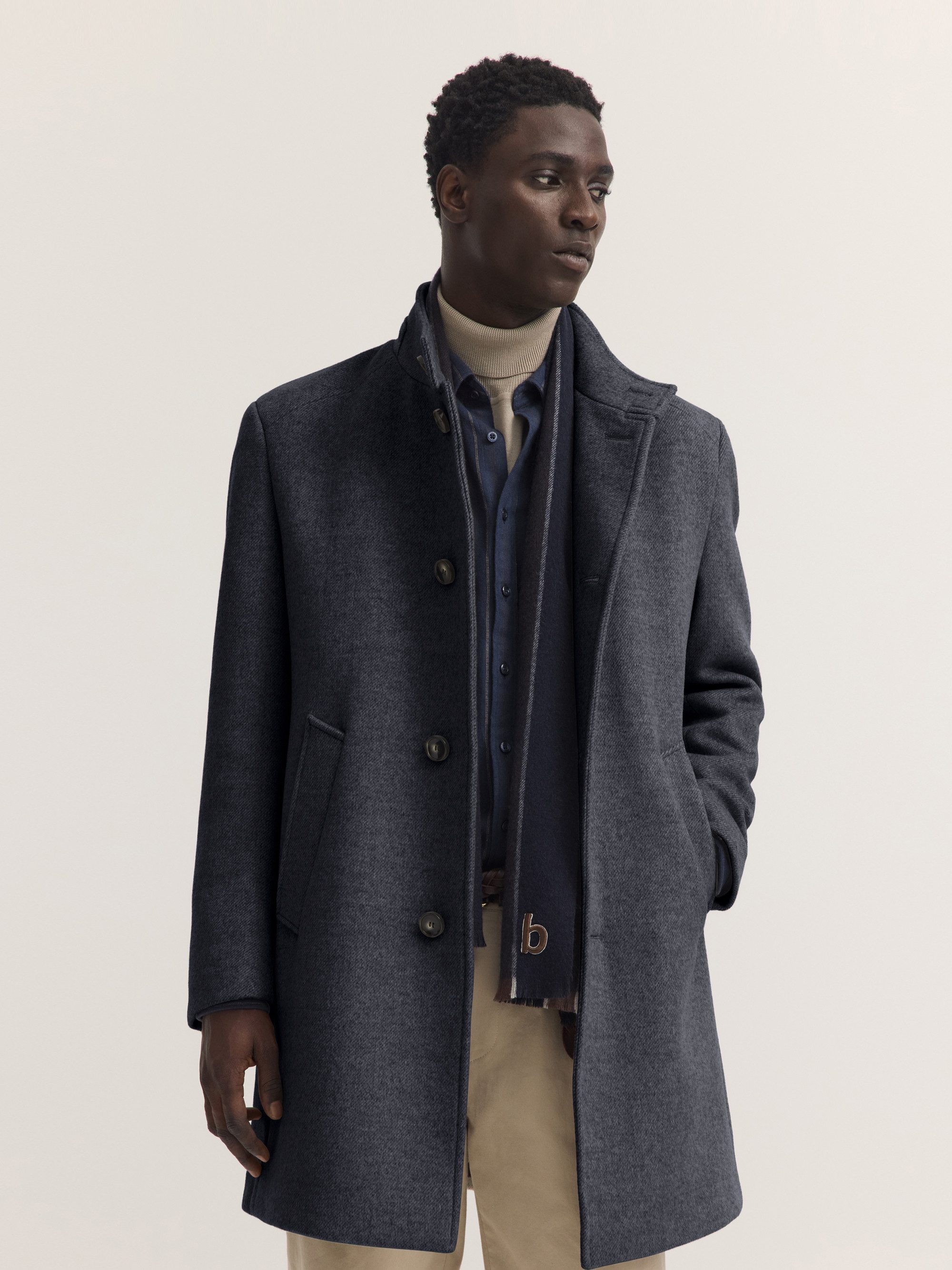 bugatti Kurzmantel Modern Fit Modern Fit Wollmix Stehkragen Dynamic Series