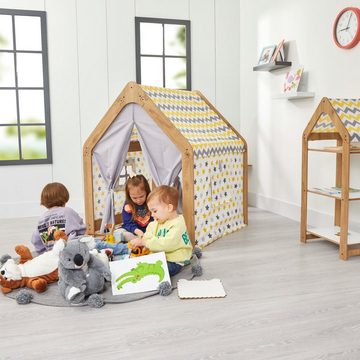 BoomDing Spielzelt Spielhaus Kinder outdoor und indoor- wunderschönes und extra stabiles Tipi Zelt für Kinder inkl. Fenster und Vorhang - perfekt zum Lesen und Spielen