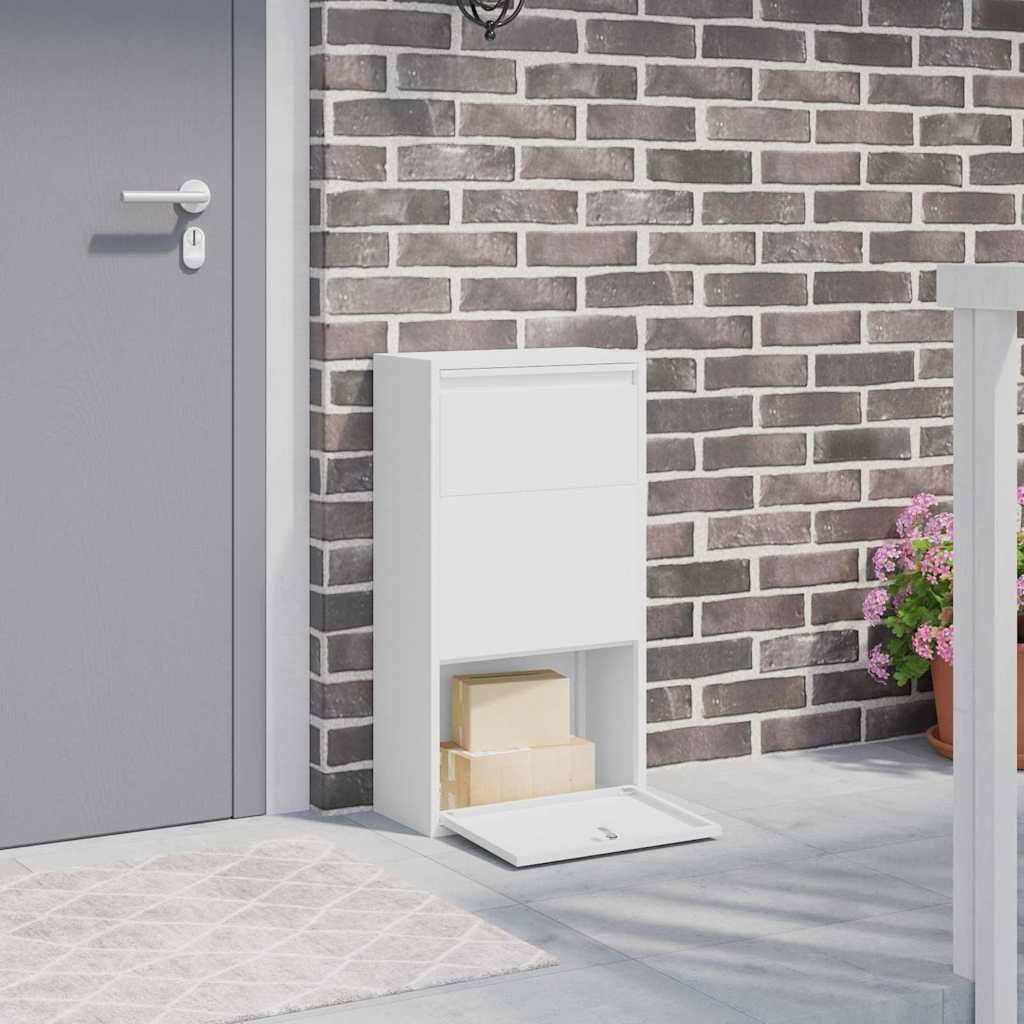 vidaXL Briefkasten Paketdrop-Box mit Speicher mit Tür Weiß 44 x 22 x 82 cm Stahl (1-St)
