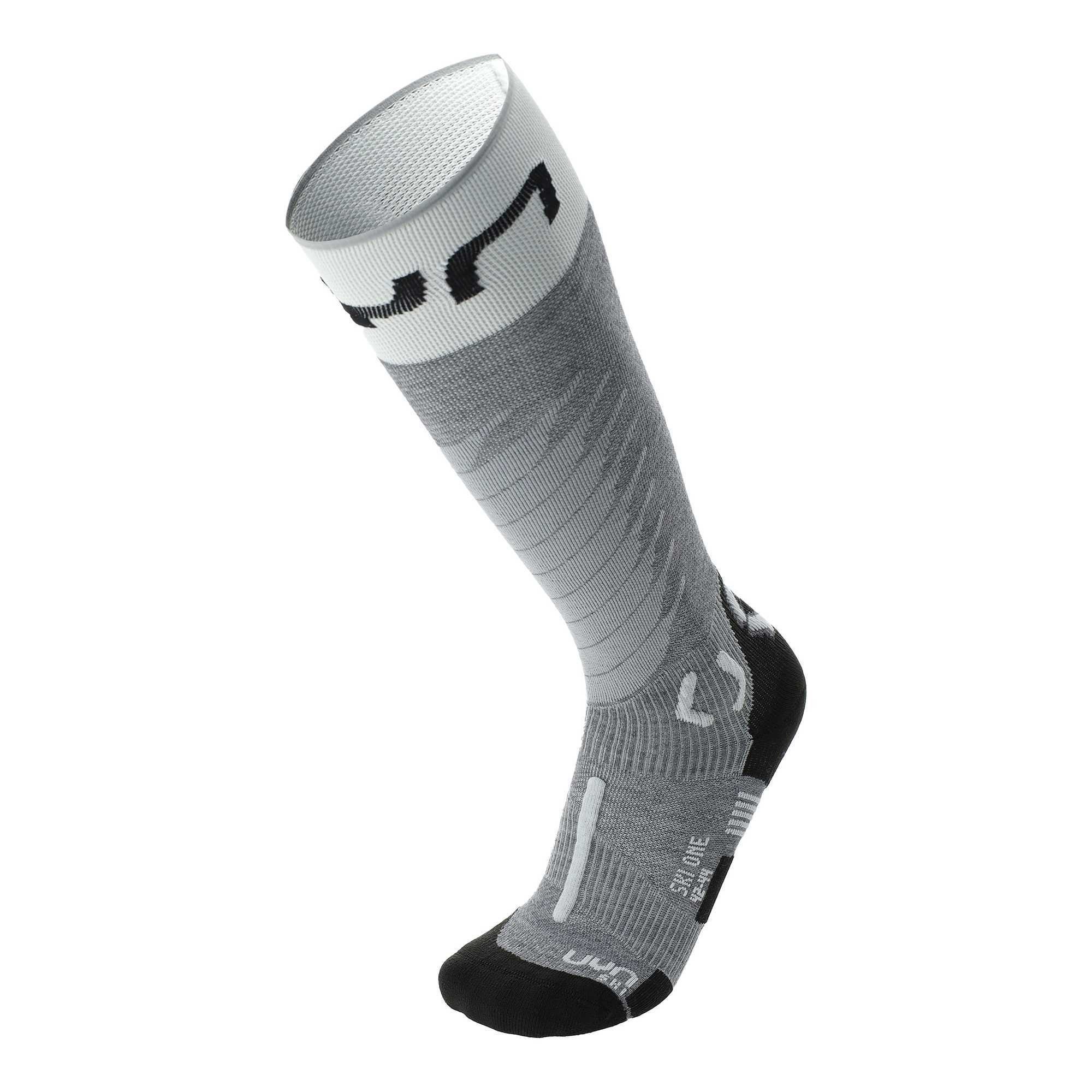 Socken Herren Socks, Grey Ski White Melange - UYN Sportsocken Merino One Merinowolle -