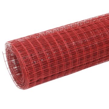 vidaXL Gartentor Drahtzaun Stahl mit PVC-Beschichtung 25x0,5 m Rot