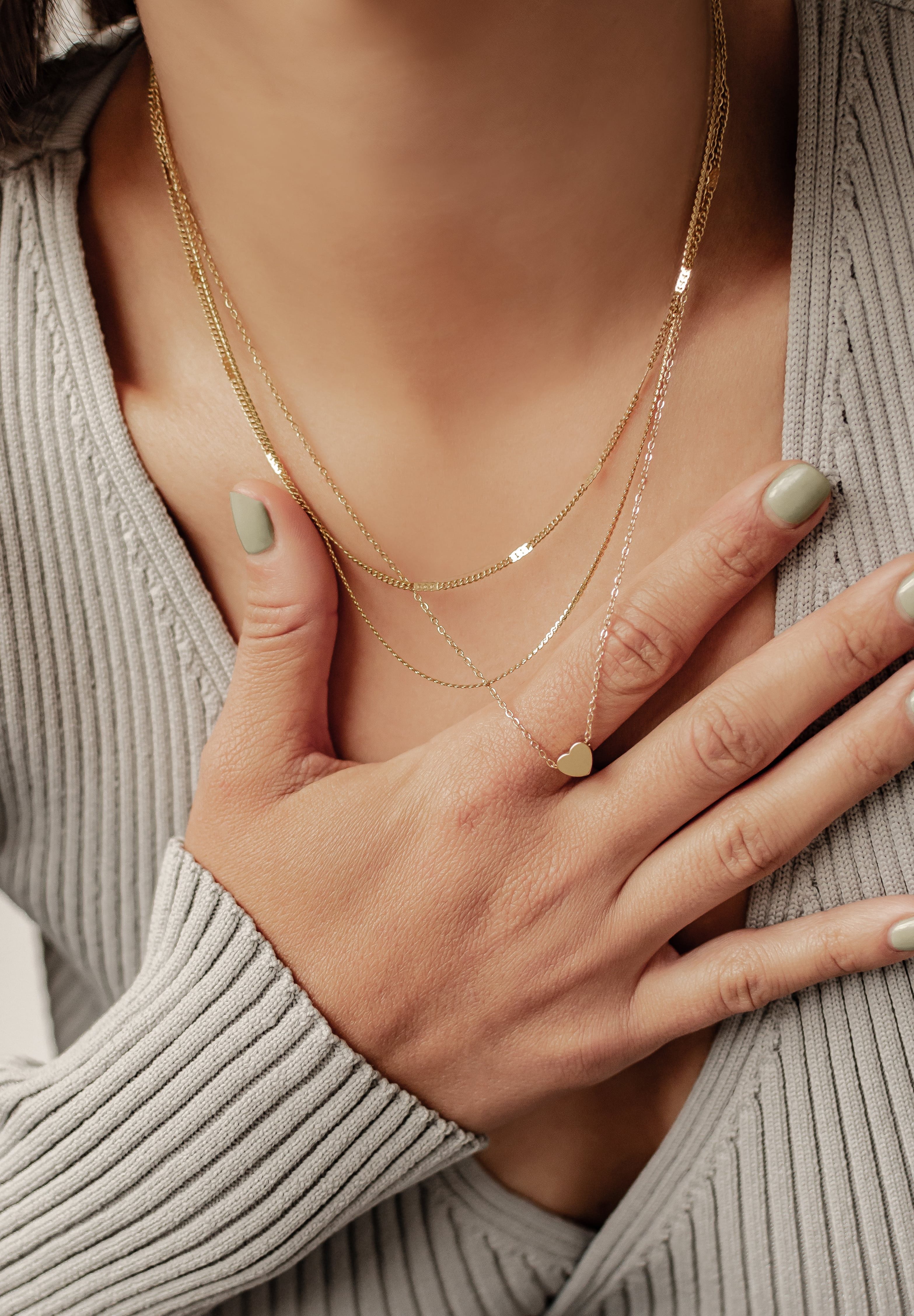 Hey Happiness Collierkettchen-Set Herz und Glieder Layer, Edelstahl vergold günstig online kaufen