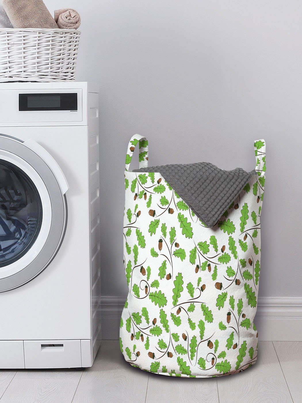 Waschsalons, Abakuhaus Zusammenfassung Wäschesäckchen mit Griffen für Muster Kordelzugverschluss Wäschekorb wirbelt Eichel
