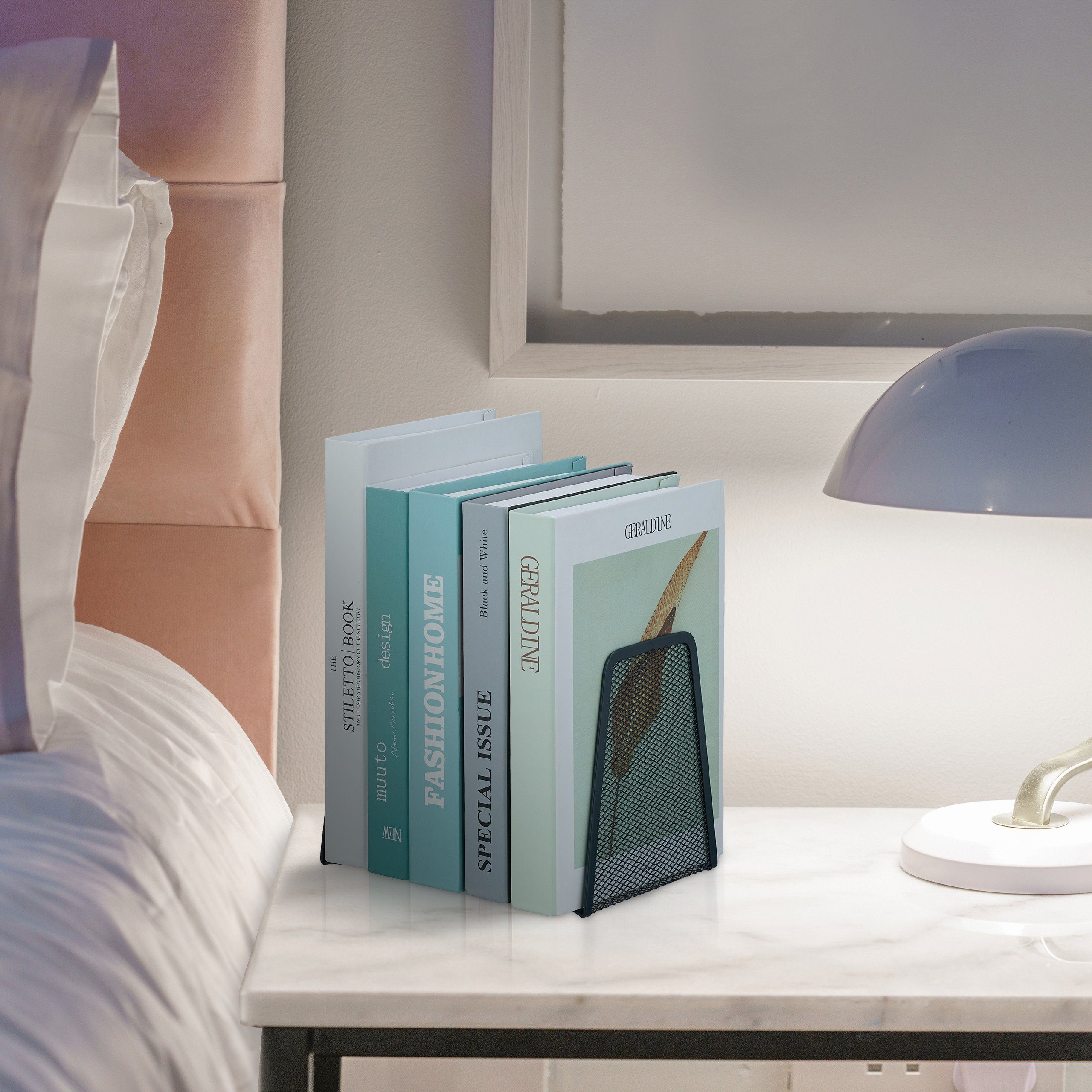 relaxdays Buchstütze Metall Buchstütze im 2er Set