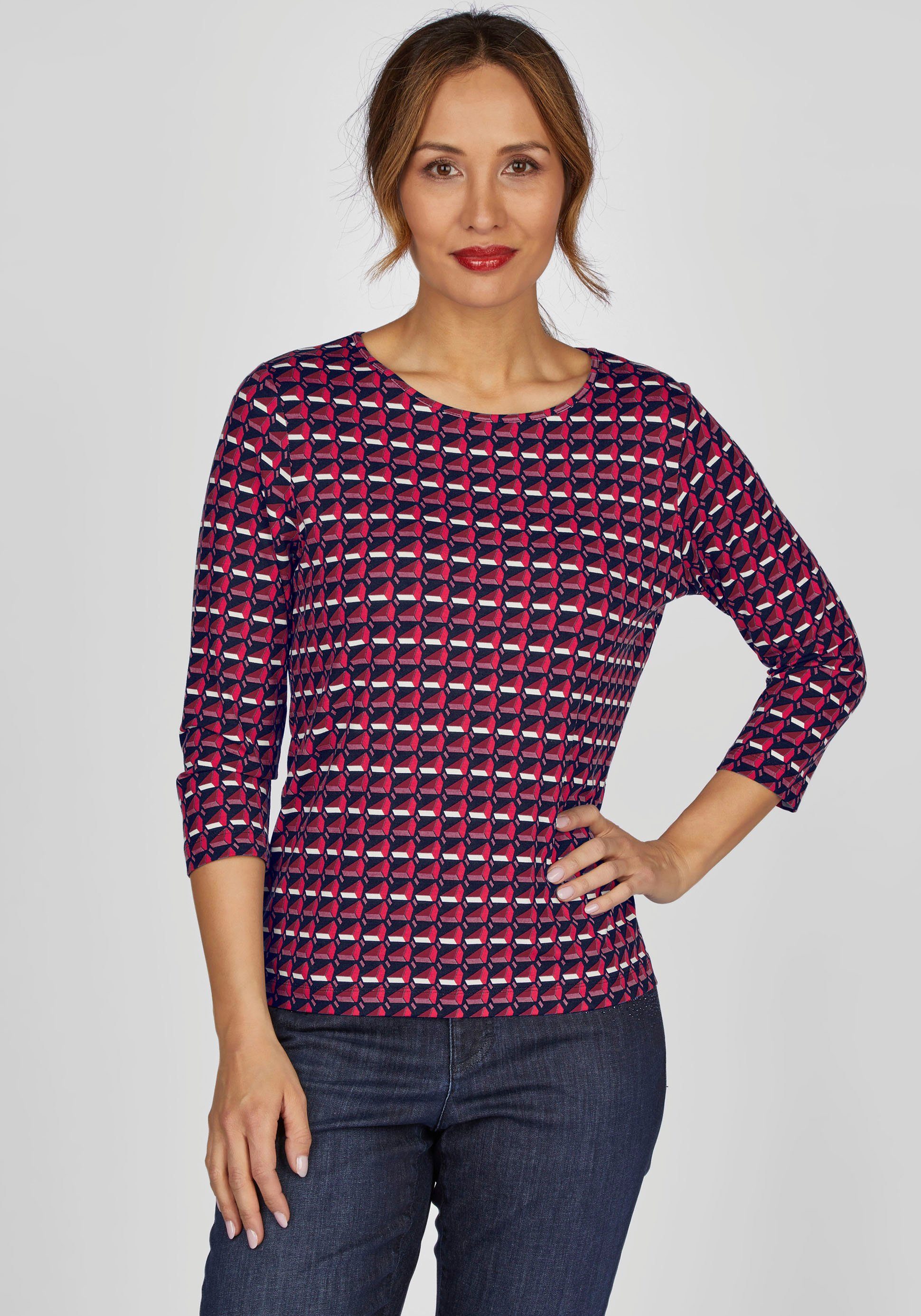 Rabe 3/4-Arm-Shirt mit Allover-Muster | Rundhalsshirts