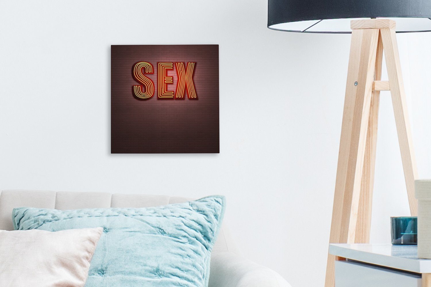 für (1 OneMillionCanvasses® St), Leinwandbild mit Bilder Neonschild Sex, Wohnzimmer Leinwand dem Schlafzimmer Wort