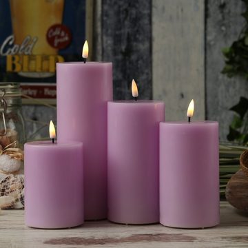 Deluxe Homeart LED-Kerze LED Kerze Mia Echtwachs 3D Flamme flackernd H: 20cm D: 7,5cm lavendel (1-tlg)