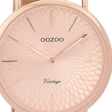 OOZOO Quarzuhr Oozoo Damen Armbanduhr rosegold Analog, (Analoguhr), Damenuhr rund, groß (ca. 40mm), Edelstahlarmband rosegold, Fashion