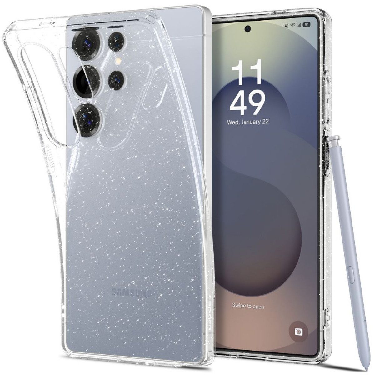 Spigen Handyhülle Liquid Crystal Glitzernd Kompatibel mit Samsung Galaxy S25 Ultra 6,9, Transparente Optik mit dezentem Glitzereffekt und schlankem Profil