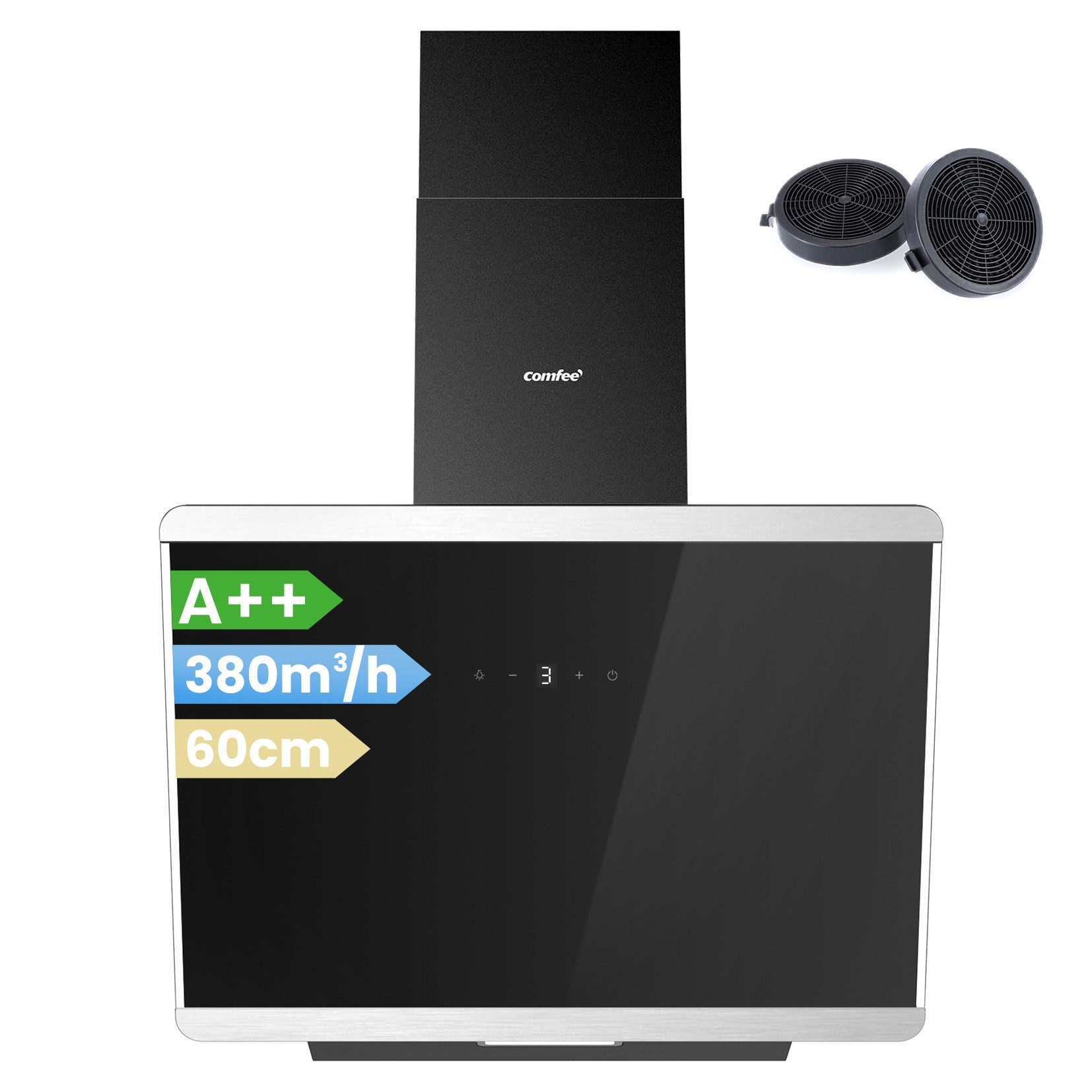 comfee Kopffreihaube CH60J64ET4A2B Touch, LED, 3 Stufen, 2 Modi, Kohlefilter, höhenverstellbar, sparsam