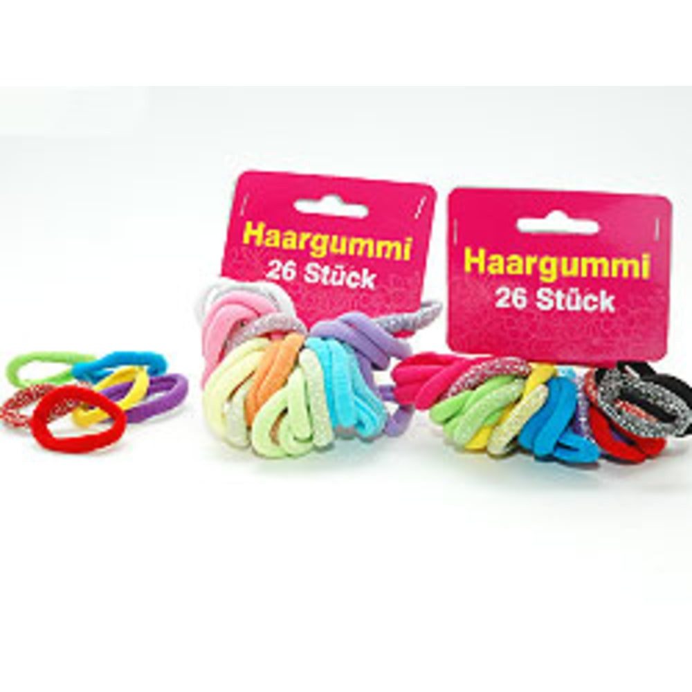 HundB Haarkamm Haargummis 26er-Set, farblich sortiert, (Sortiment, 26 tlg., 26-teilig), Haarbänder Zopfgummis Haarschmuck Haarring Haargummi Haargummiset