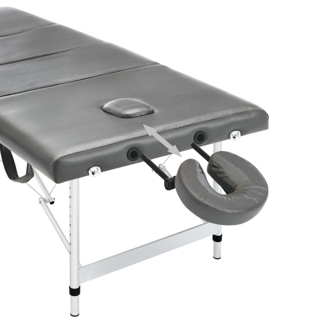 Zonen vidaXL Anthrazit cm mit 186×68 4 Massagetisch Massageliege Aluminiumrahmen