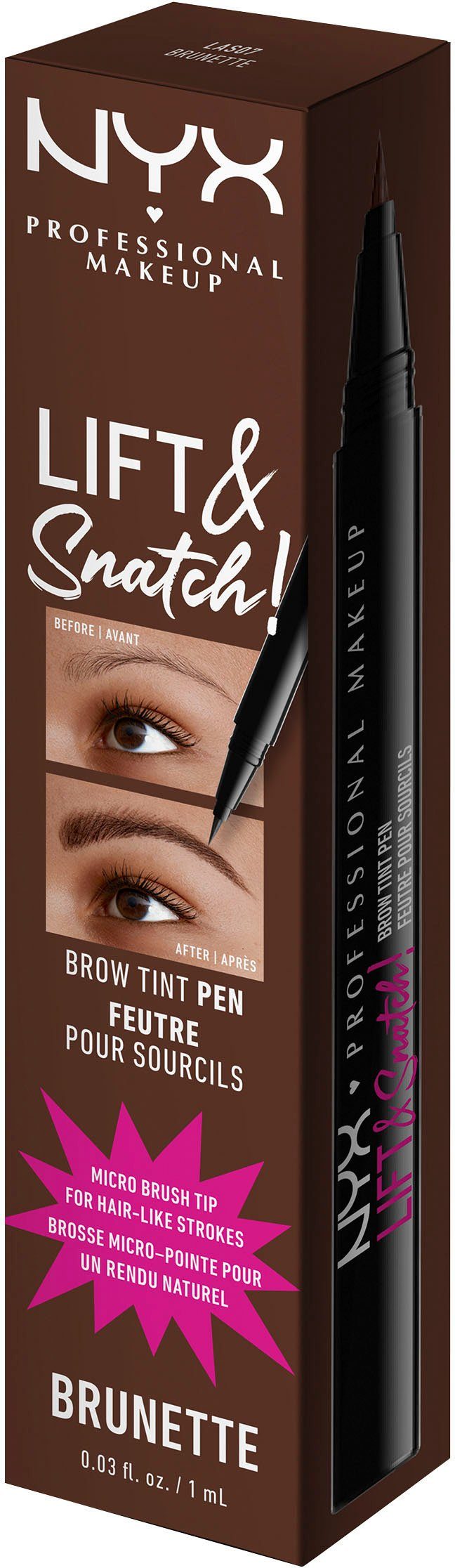 NYX PROFESSIONAL MAKEUP Augenbrauen-Stift LIFT & SNATCH BROW TINT PEN, mit ultra dünner Spitze