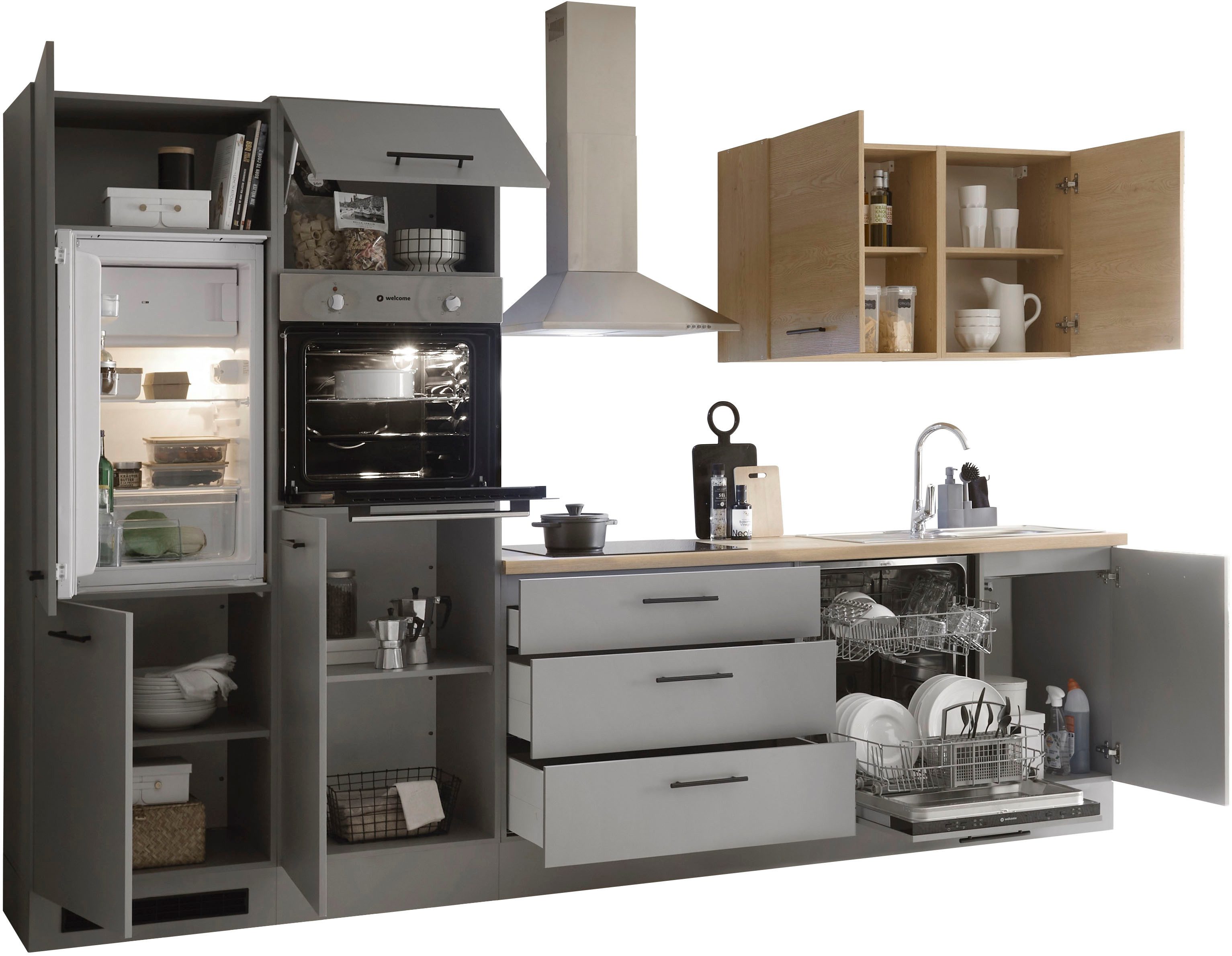 KOCHSTATION Küchenzeile KS-Malfi, Breite 320cm, wahlweise mit E-Geräten, Arbeitsplatte 38mm Stärke – Bild 4 von 5