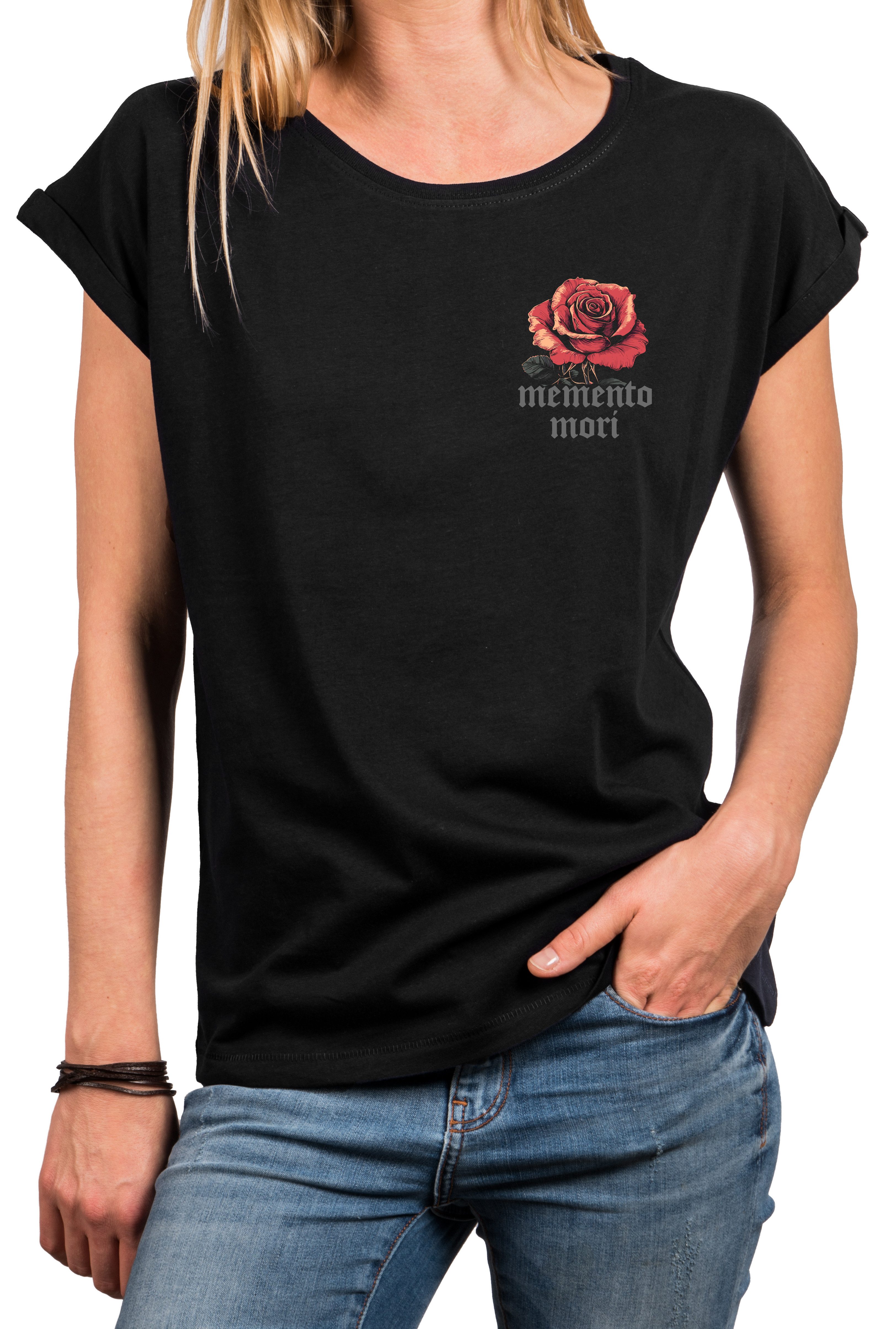 T-Shirt Damen-Top mit Rosenmotiv – elegantes Shirt mit Blumenprint