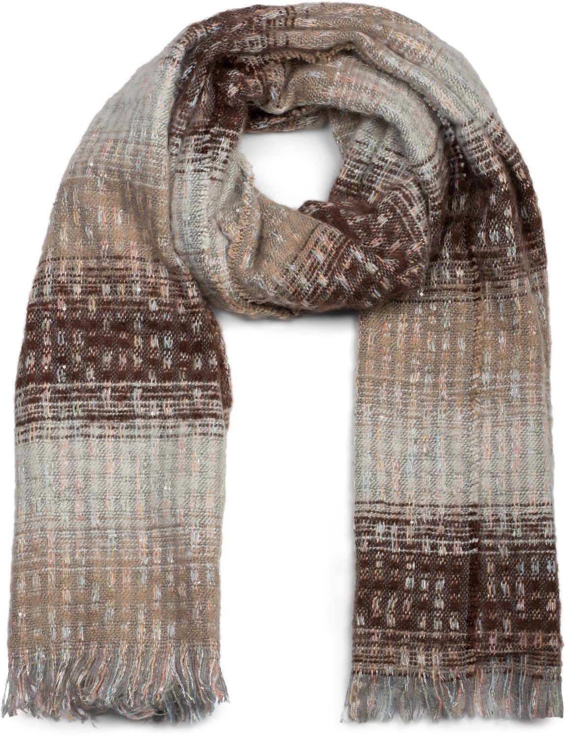 Modeschal Warmer Schal mit Streifen Web Muster und Pailletten