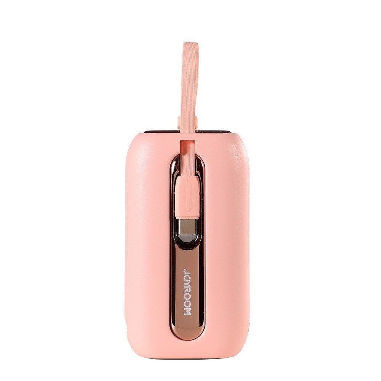 Powerbank 10000mAh mit 2 integrierten USB C und iPhone Kabeln pink Powerbank