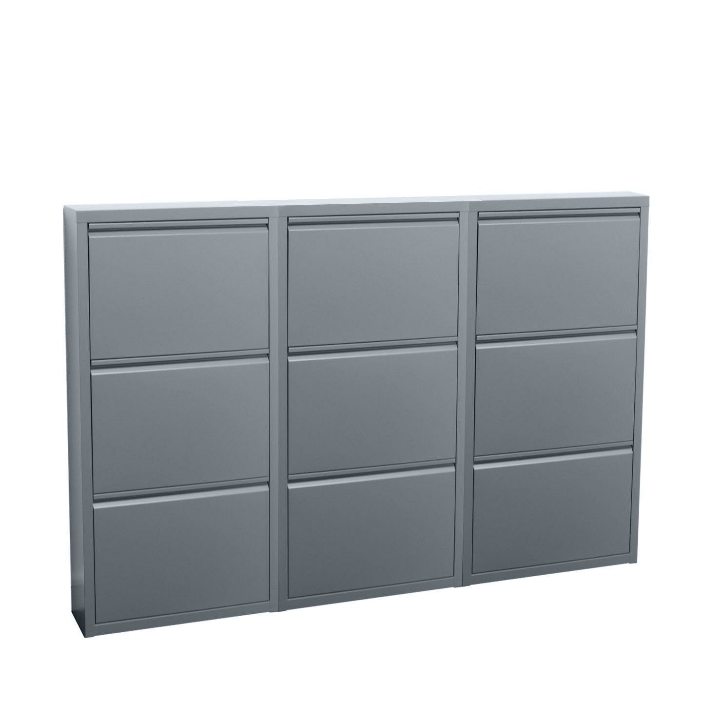 ebuy24 Schuhschrank Pisa Schuhschrank mit 9 Klappen/Türen in Metall gr Grau