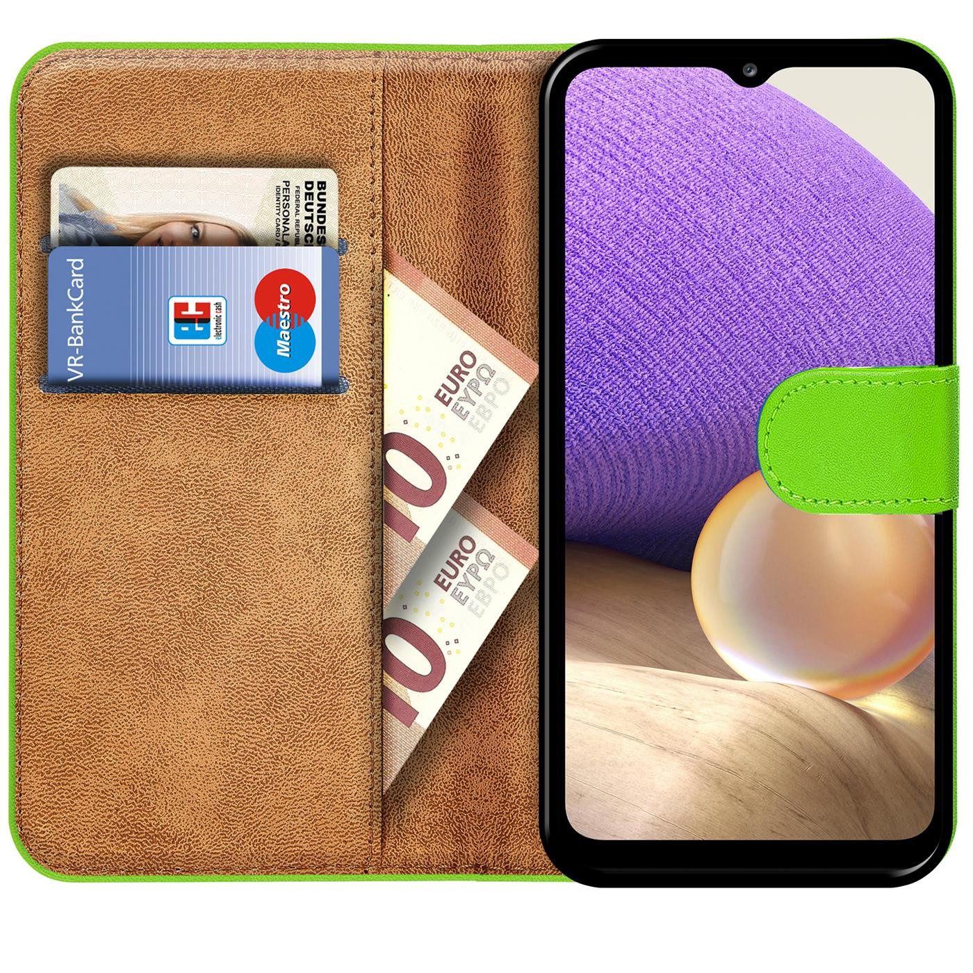 CoolGadget Handyhülle Wallet Klapp Tasche Book Case für Samsung Galaxy A22 5G 6,6 Zoll, Hülle Klapphülle Flip Cover Etui Schutzhülle