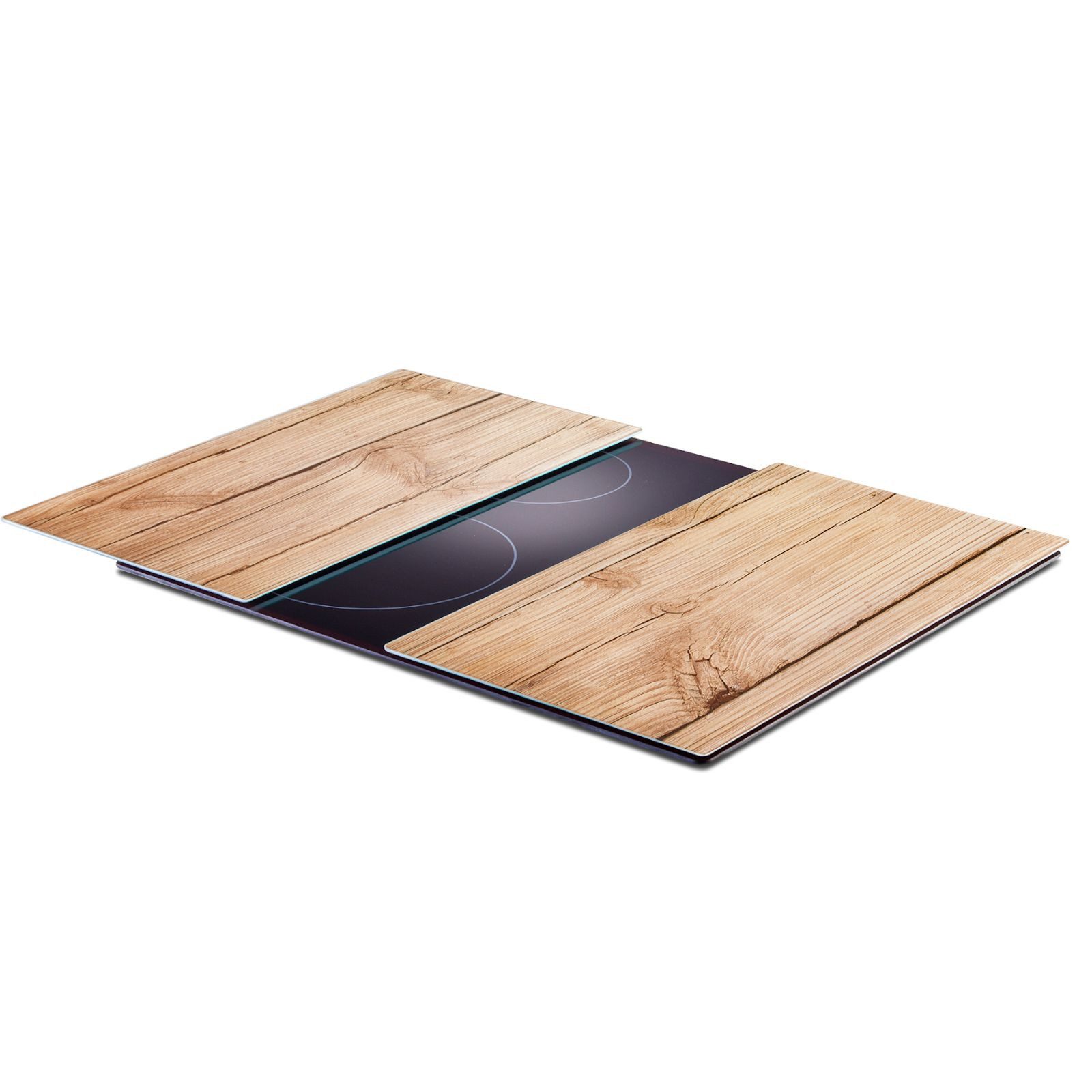 Zeller Present Schneide- und Abdeckplatte Wood, (Set, 2 tlg), Elastikfüßen