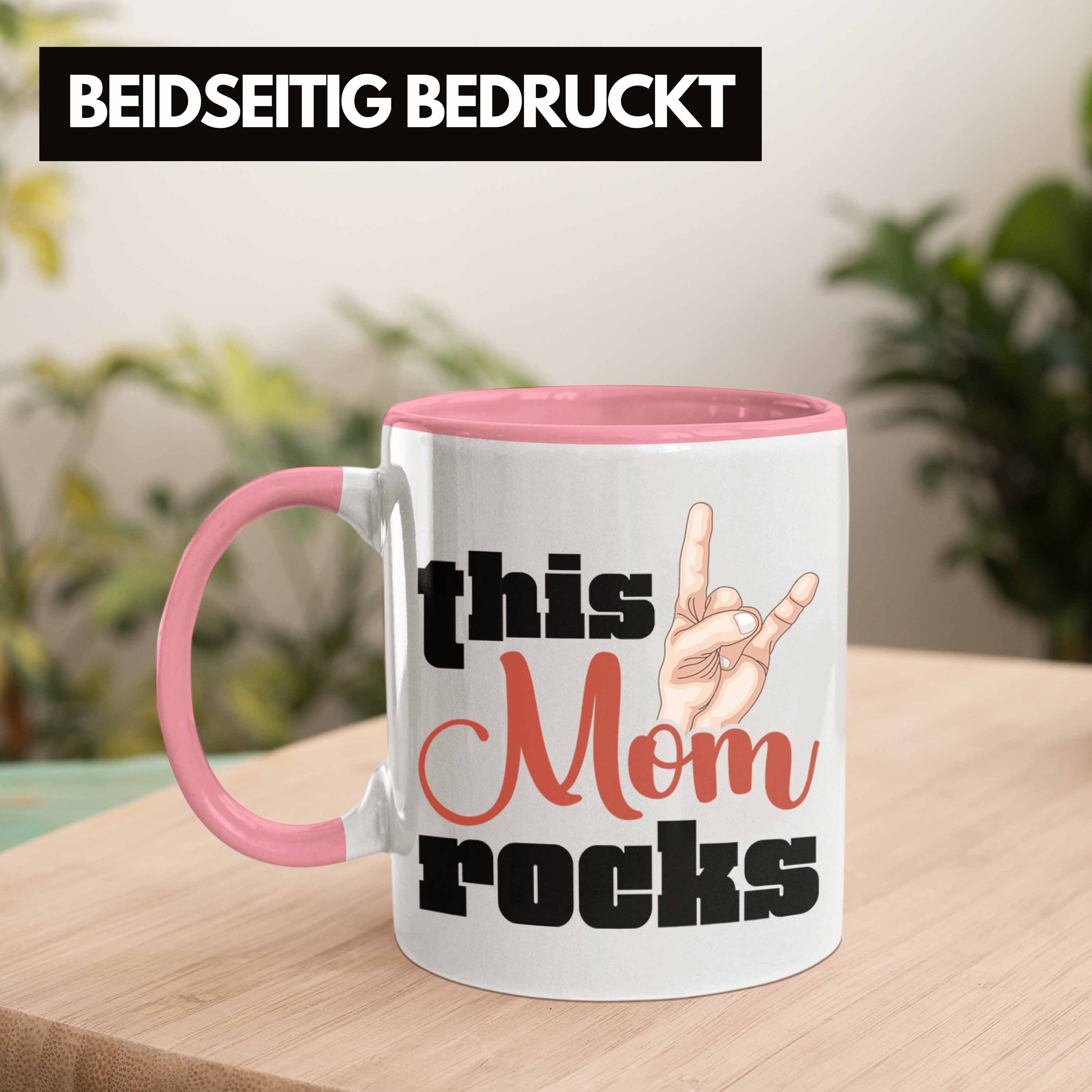 Trendation Tasse Trendation - This Rocks Mom Tasse Rosa Geschenkidee Rockn Lustige Roll Mama