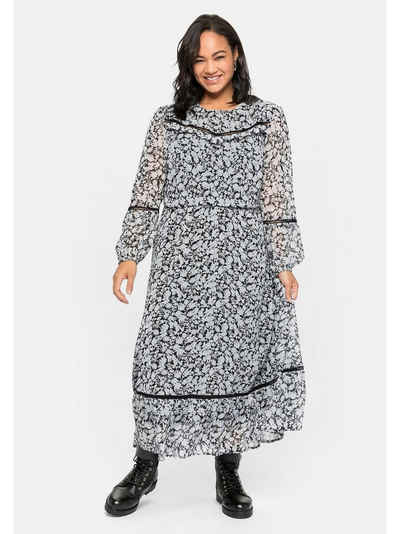 Sheego Chiffonkleid »Kleid« mit verspielten Details, mit Unterkleid