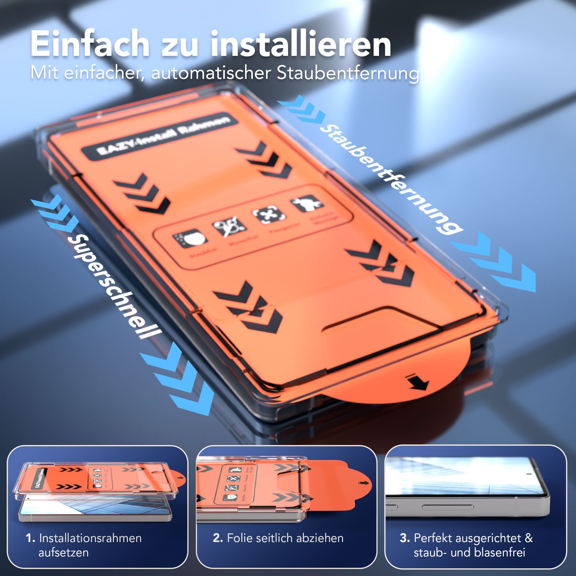EAZY CASE Displayschutzfolie Displayschutz mit 9H Glas für Samsung Modelle für Samsung Galaxy S25 Ultra, 2er Set, Samsung Galaxy S25 Ultra, 2er Set Displayfolie – Bild 4 von 5