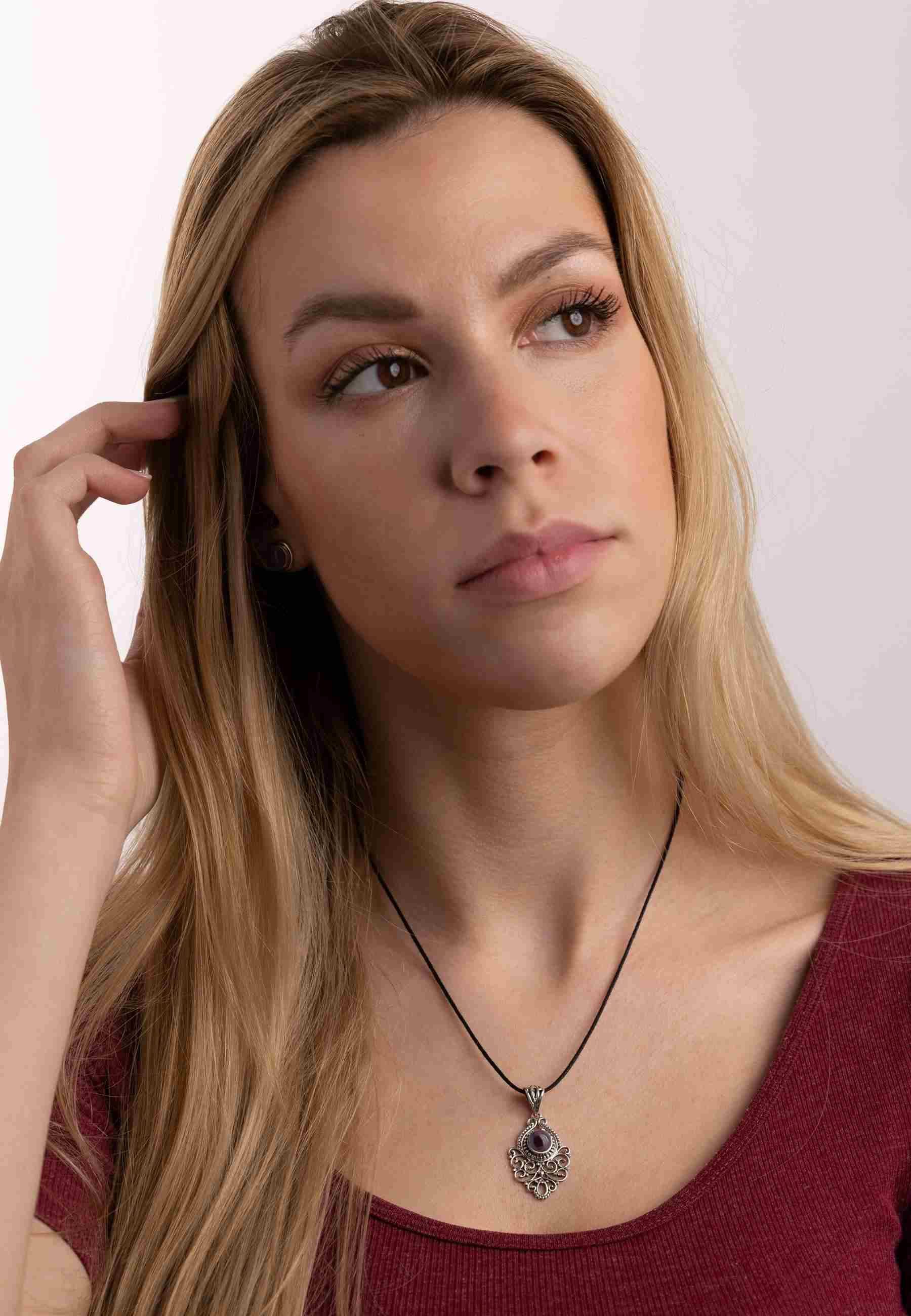 mantraroma Kettenanhänger DALIRI aus 925 Silber mit Granat (Kettenanhänger günstig online kaufen