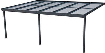 GUTTA Terrassendach Premium, BxT: 611x406 cm, Bedachung Doppelstegplatten, BxT: 611x406 cm, Dach Polycarbonat gestreift weiß