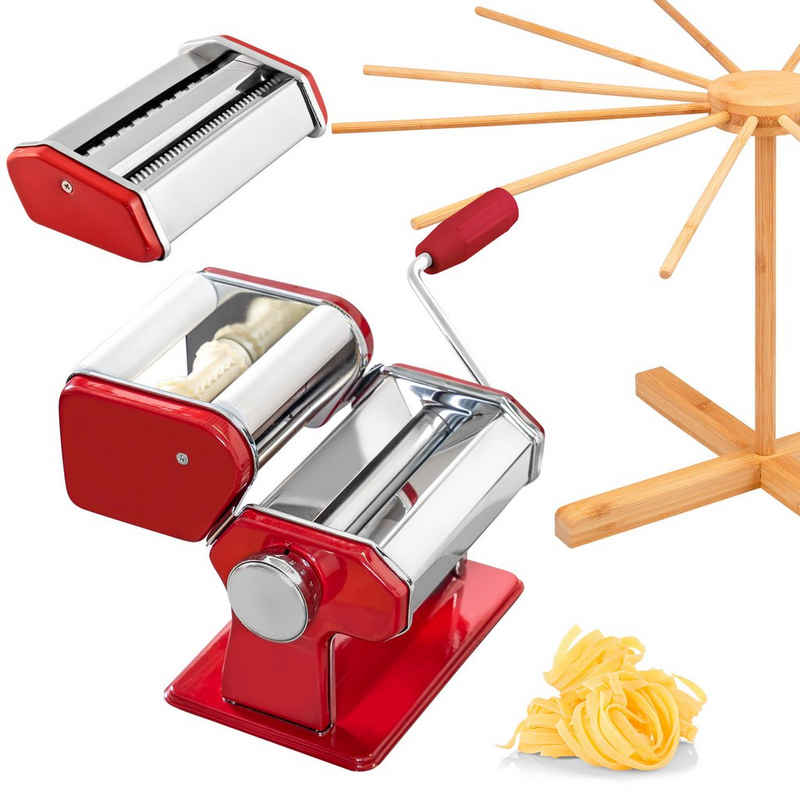 bremermann Nudelmaschine für Spaghetti, Ravioli und Lasagne inkl. Nudeltrocker im Set, 7 Stufen, Edelstahl