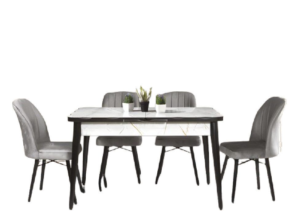 Xlmoebel Esstisch Luxuriöser erweiterbarer Esstisch in Schwarz und Weiß für die Küche. (1-St., Esstisch), Hergestellt in Europa