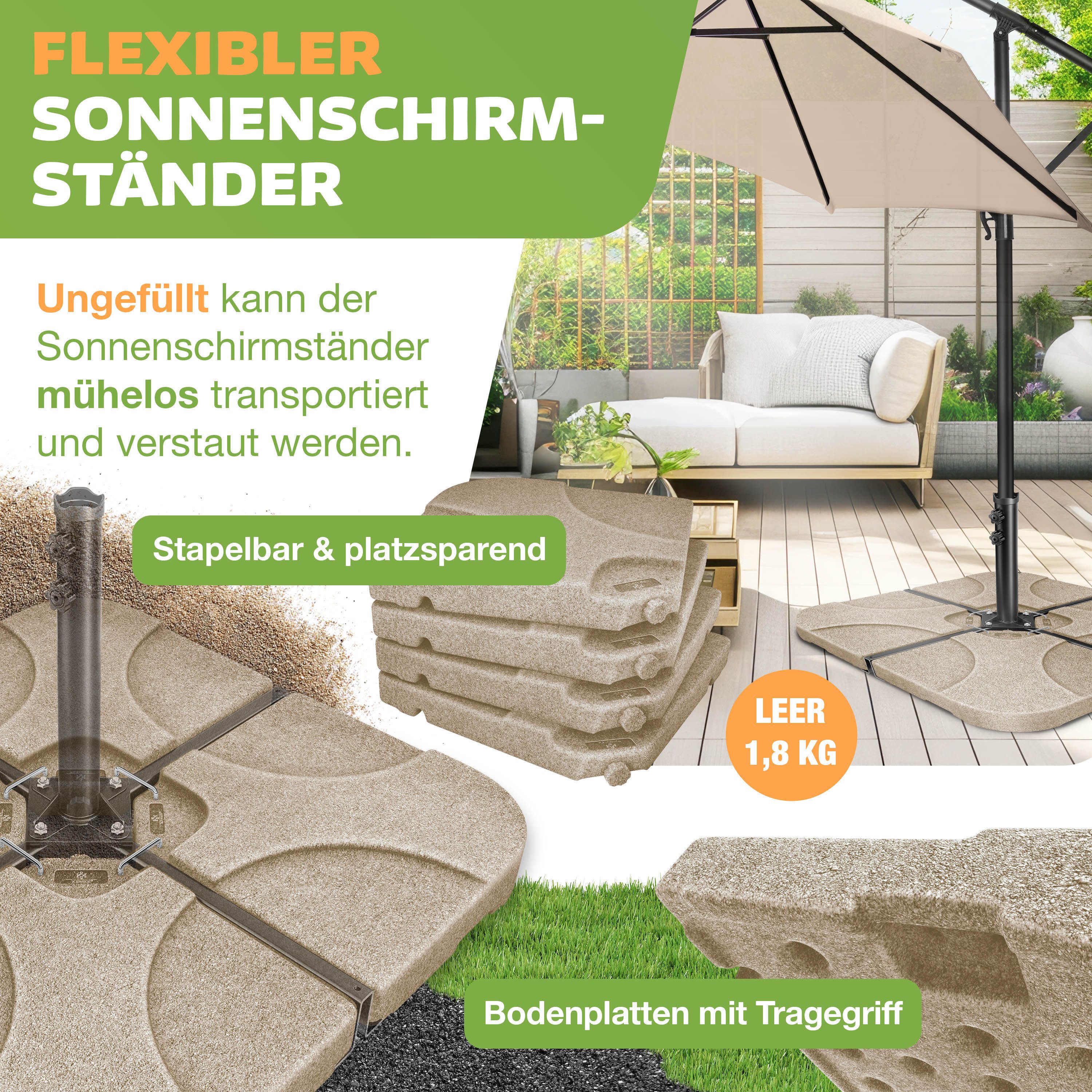 KESSER Kunststoffschirmständer, Sonnenschirmständer 4-teilig Schirmgewicht Schirmständer