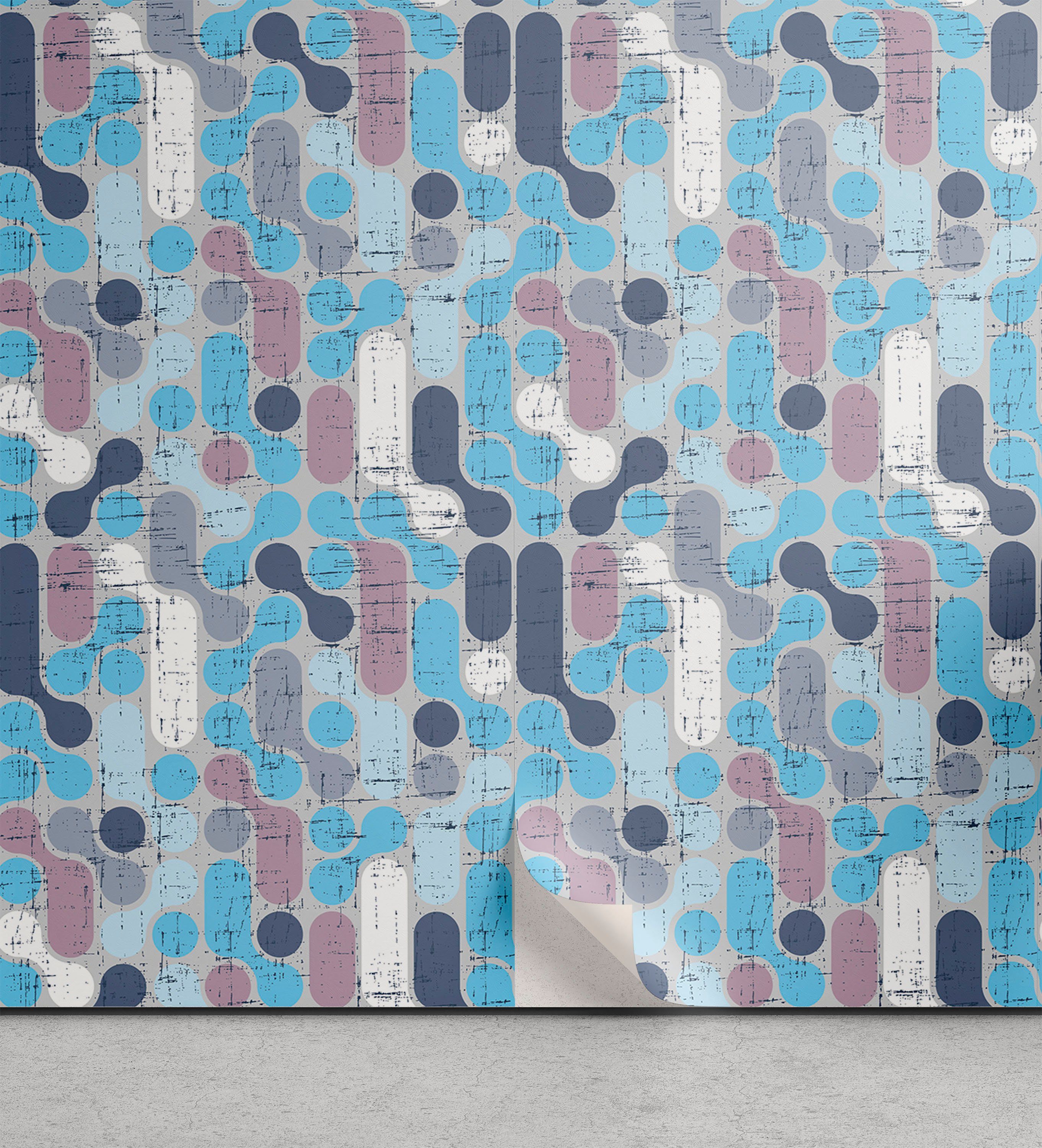 Abakuhaus Vinyltapete selbstklebendes Wohnzimmer Küchenakzent, Abstrakt Grunge Retro Runden