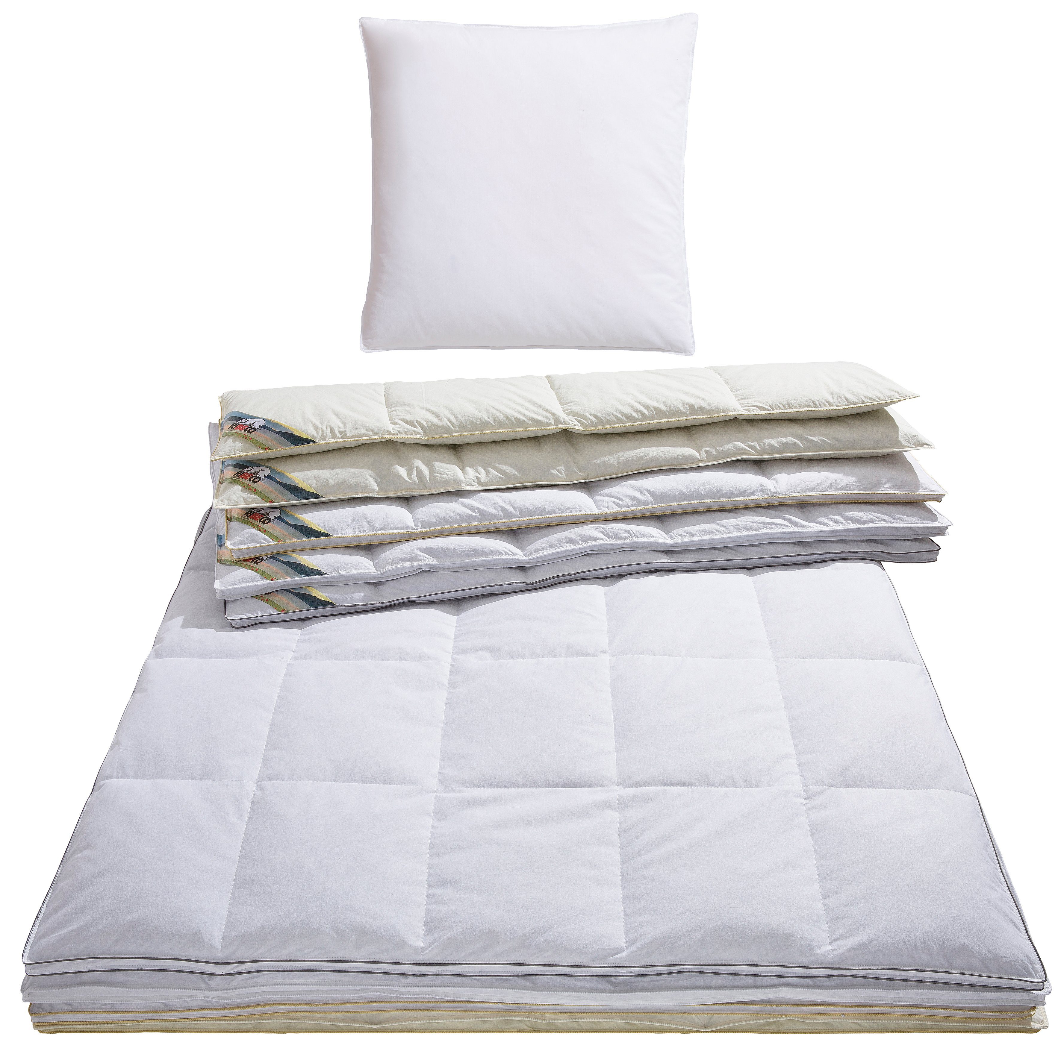 RIBECO Federbettdecke Überraschungspaket, Bettdecken für Sommer oder Winter, Füllung: 90% Federn, 10% Daunen, Bezug: 100% Baumwolle, die Farbe wird die Überraschung sein! Bettdecke 135x200cm